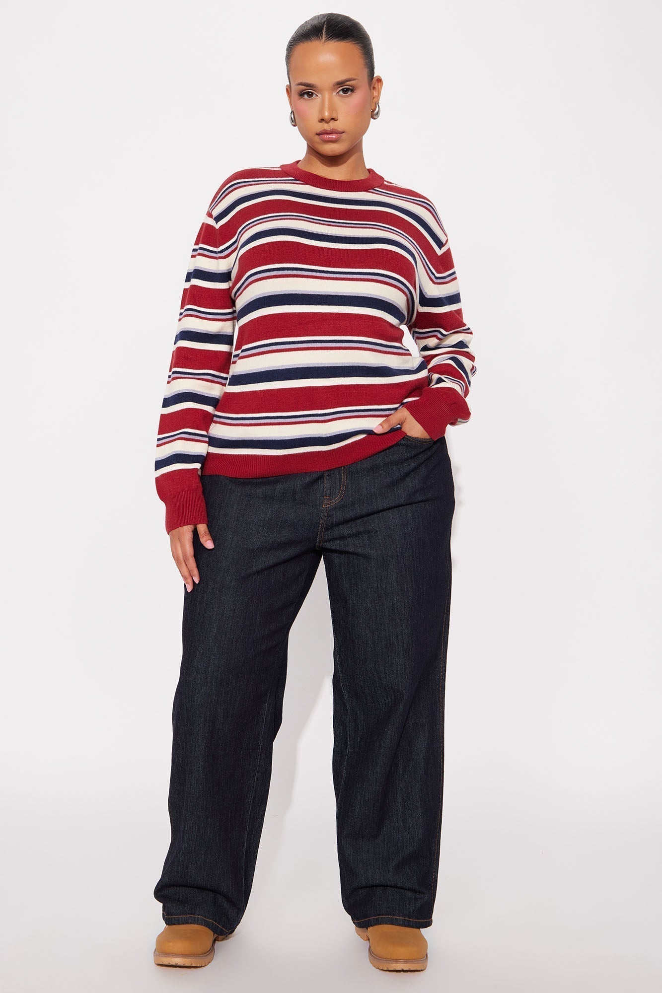 Leah Striped Sweater - Red/combo