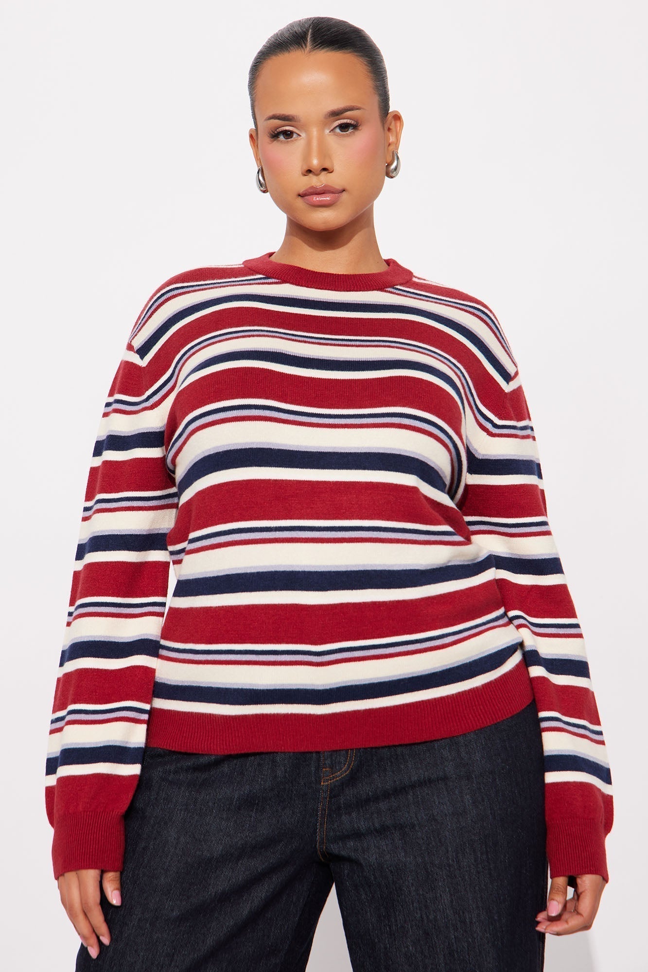 Leah Striped Sweater - Red/combo