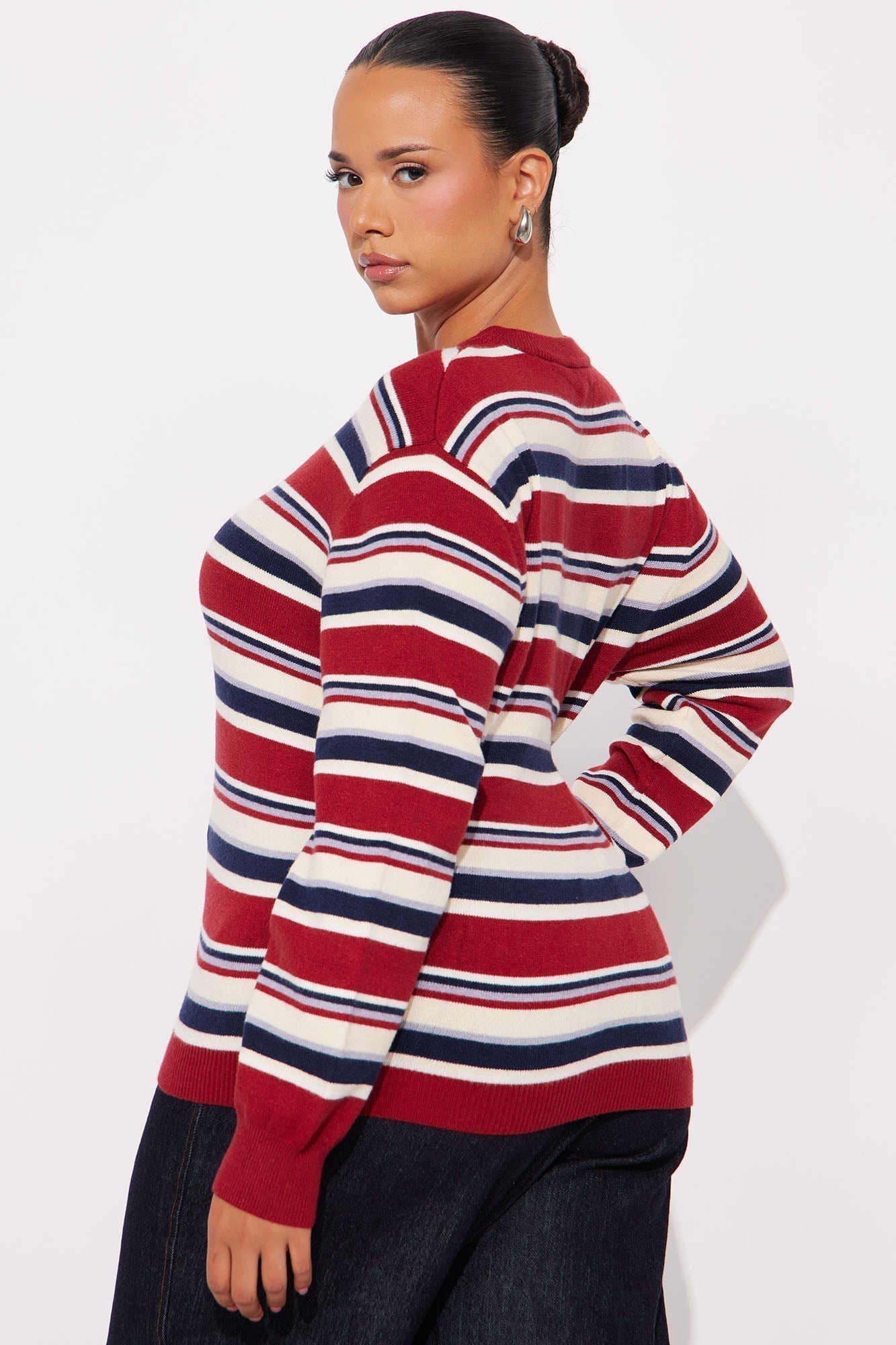 Leah Striped Sweater - Red/combo