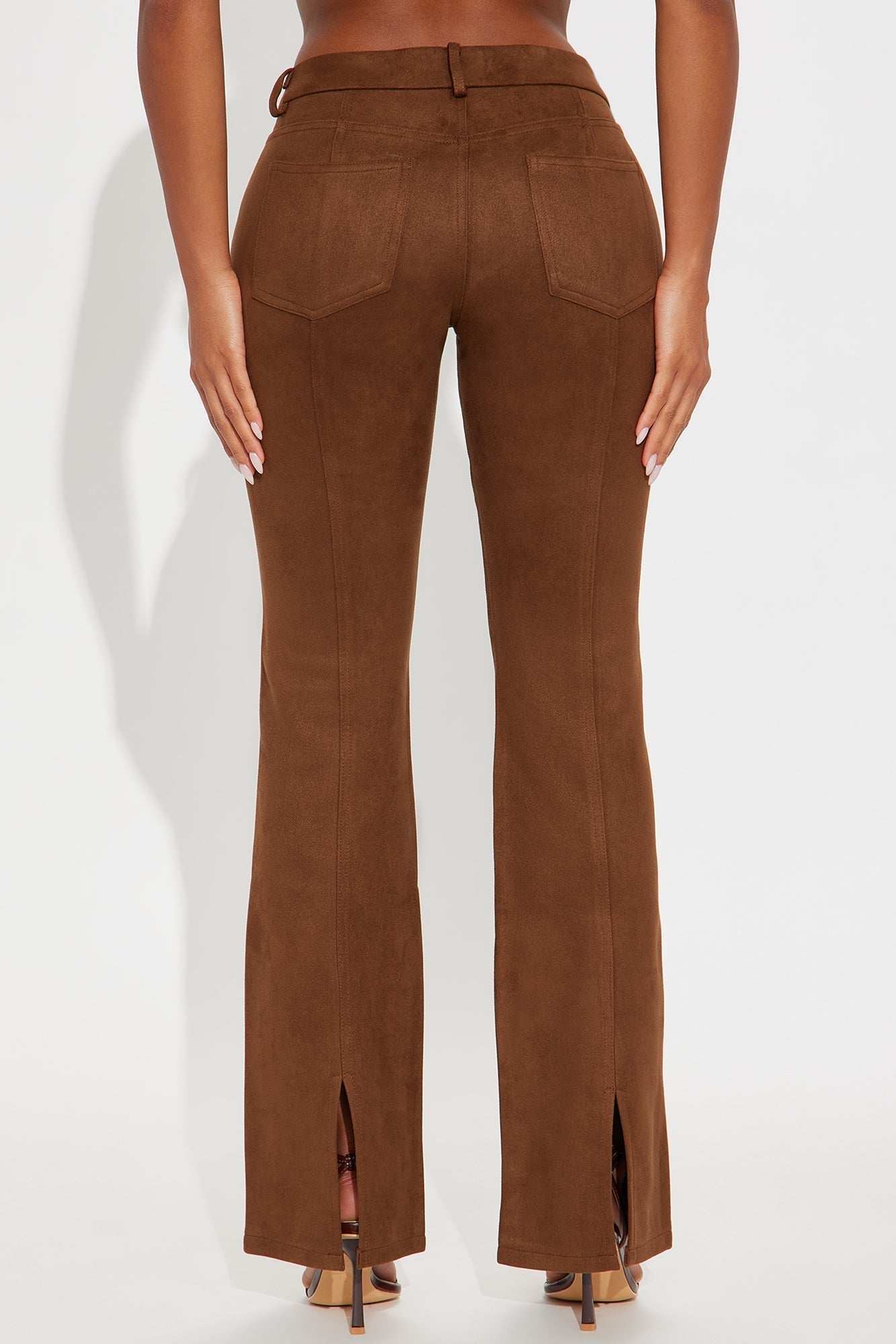 Headed For The Country Faux Suede Flare Pant - Brown