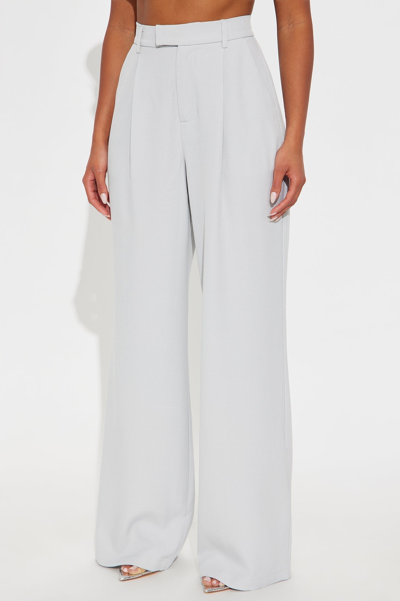 Etta Wide Leg Pant 33″ - Light Grey