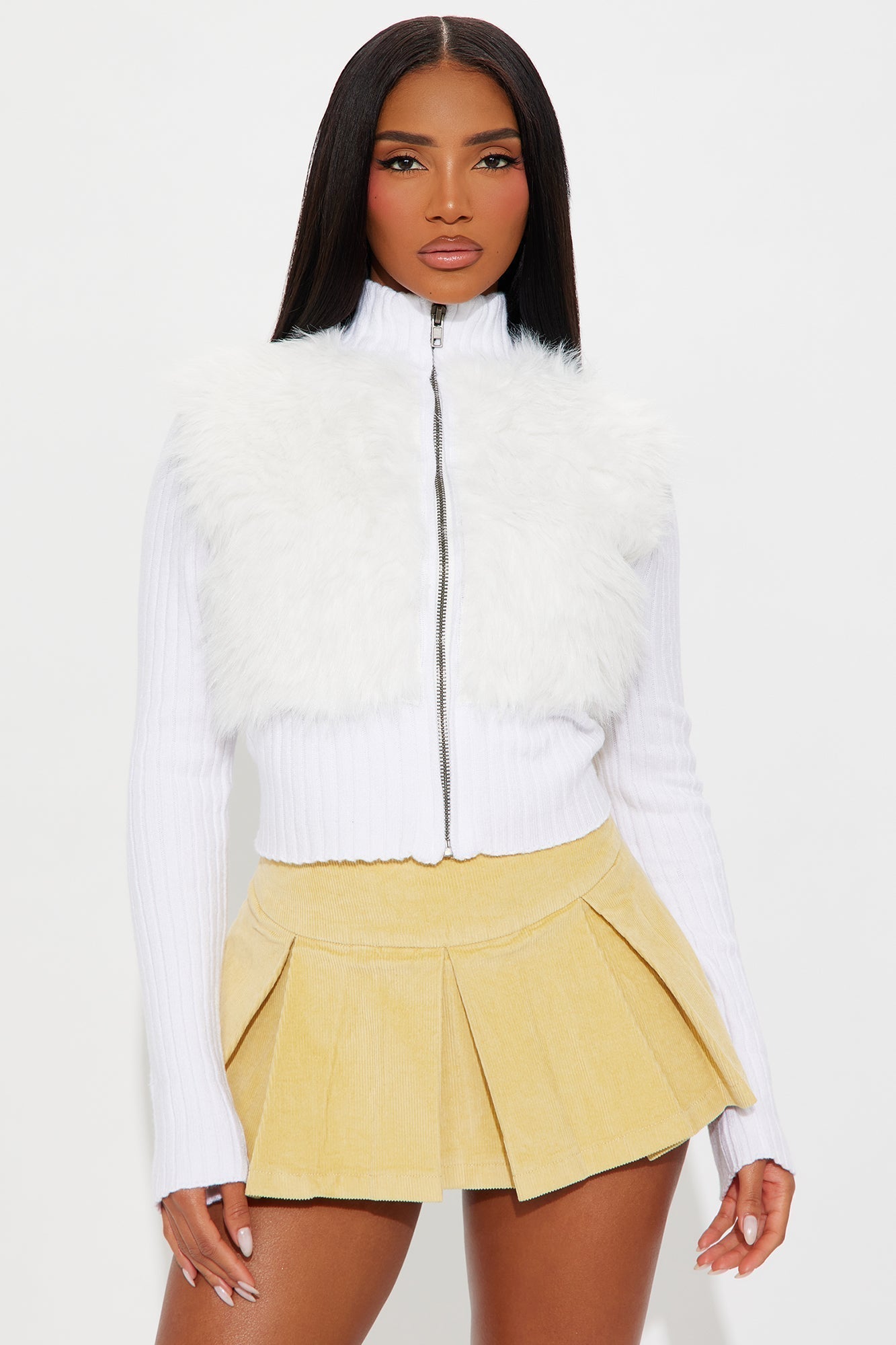 No Hard Feelings Faux Fur Cardigan - Off White
