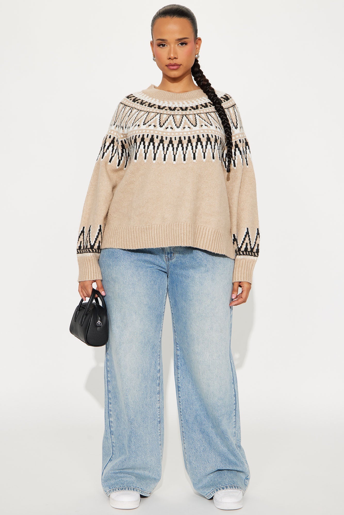 Talk To Me Fair Isle Sweater - Taupe/combo
