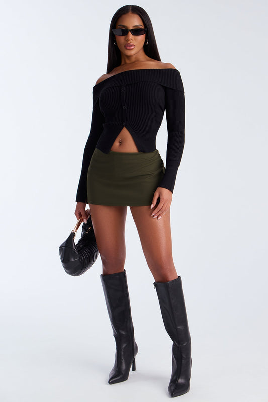 Mia Crepe Micro Mini Skort - Olive