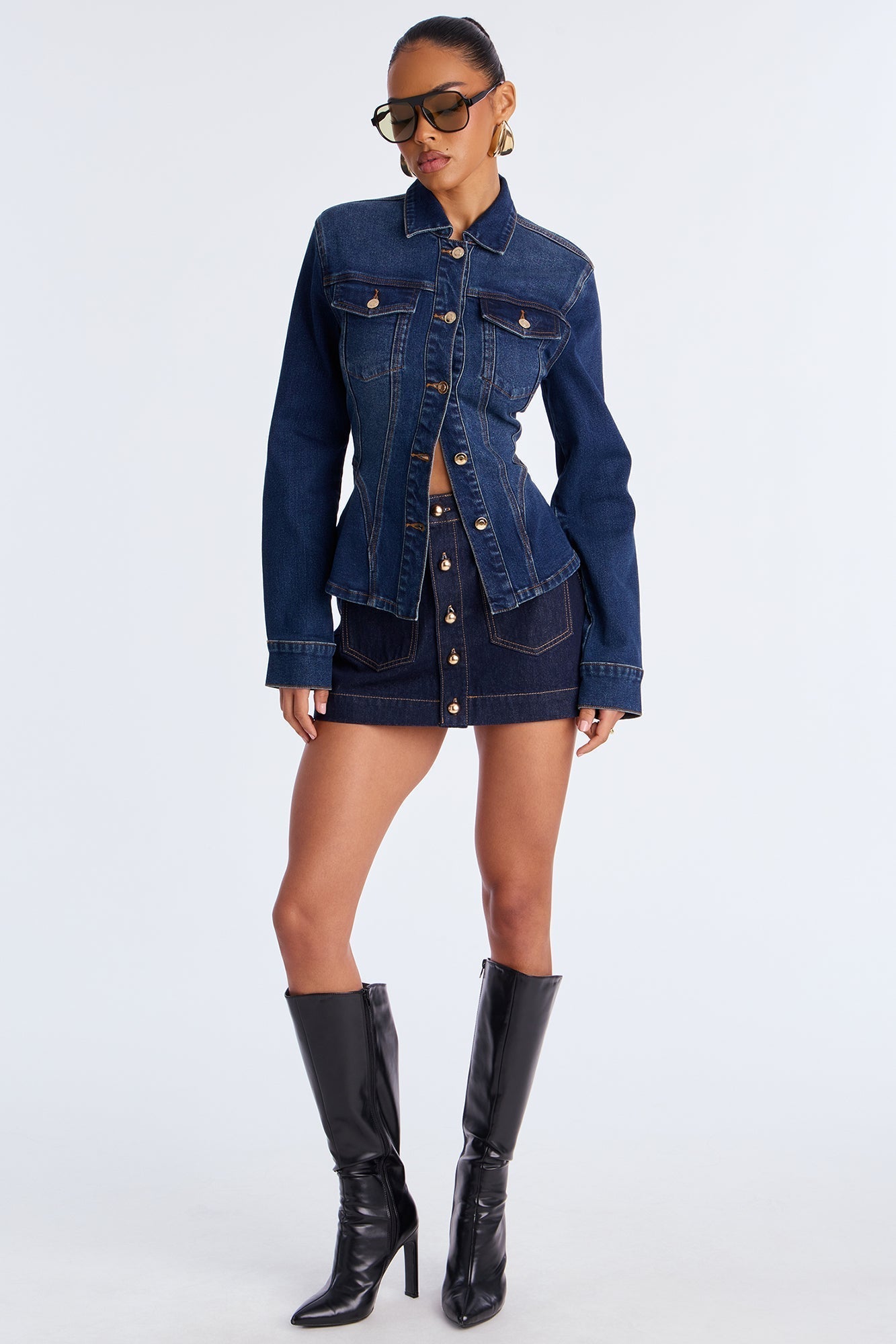 Taylor Button Up Denim Mini Skirt - Rinse Blue Wash