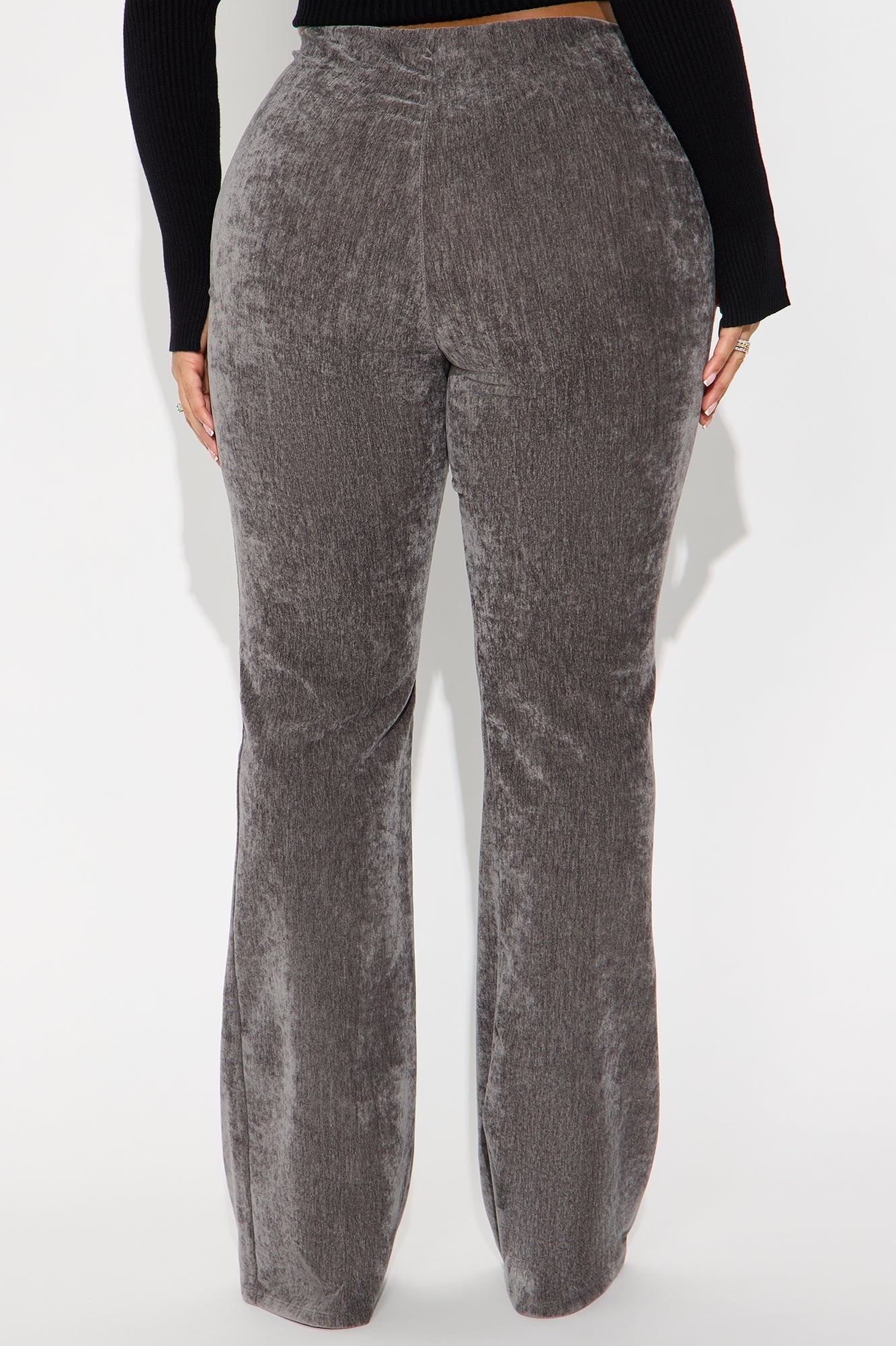 All Gossip High Rise Velvet Wide Leg Pant 33 - Charcoal