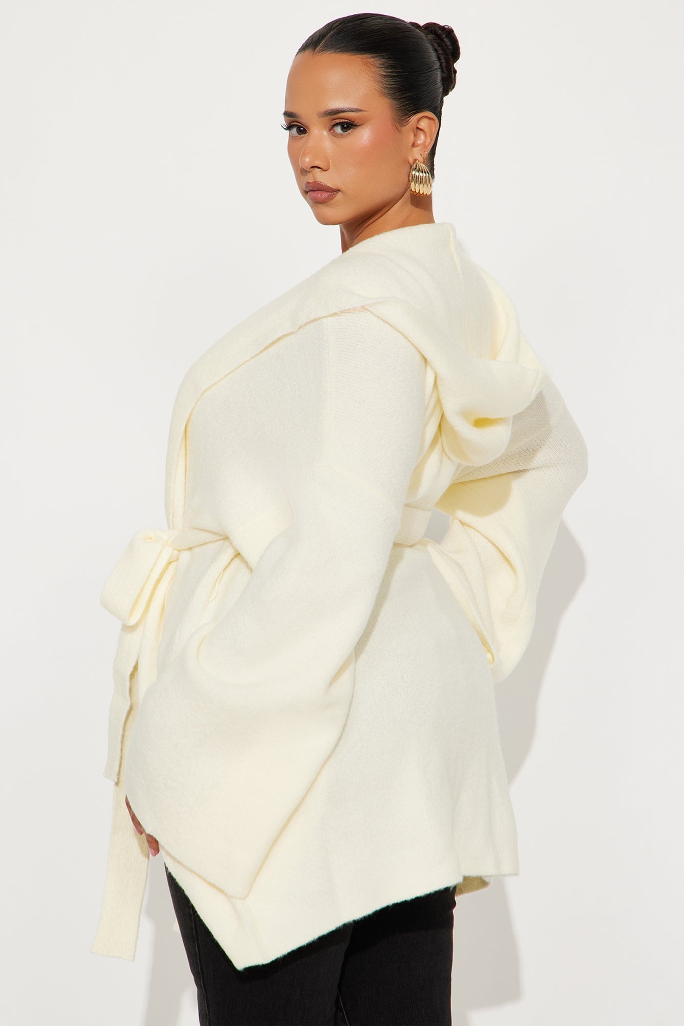 Rayne Hooded Belted Cardigan - Ivory