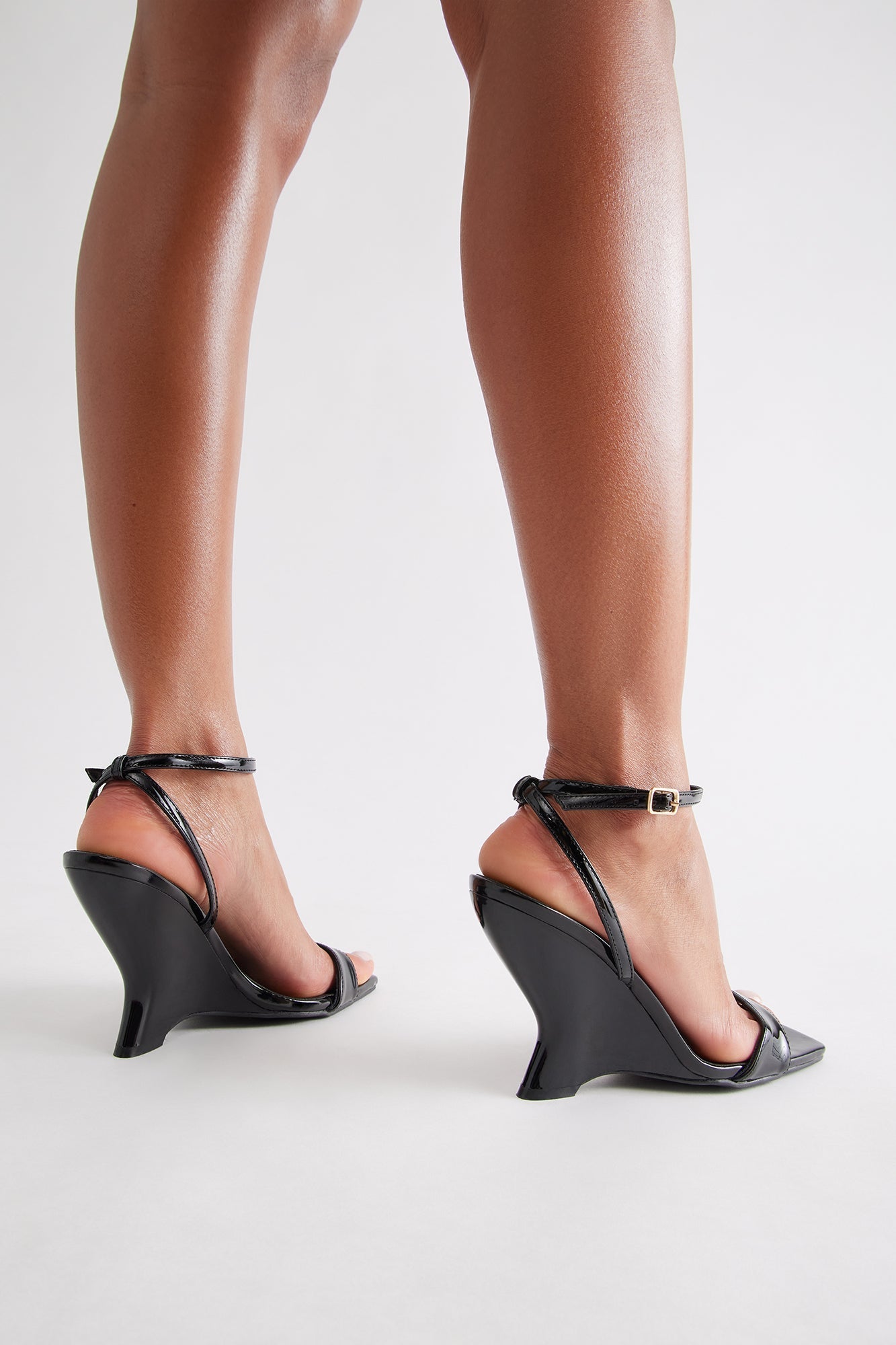 Alia Ankle Strap Wedges - Black