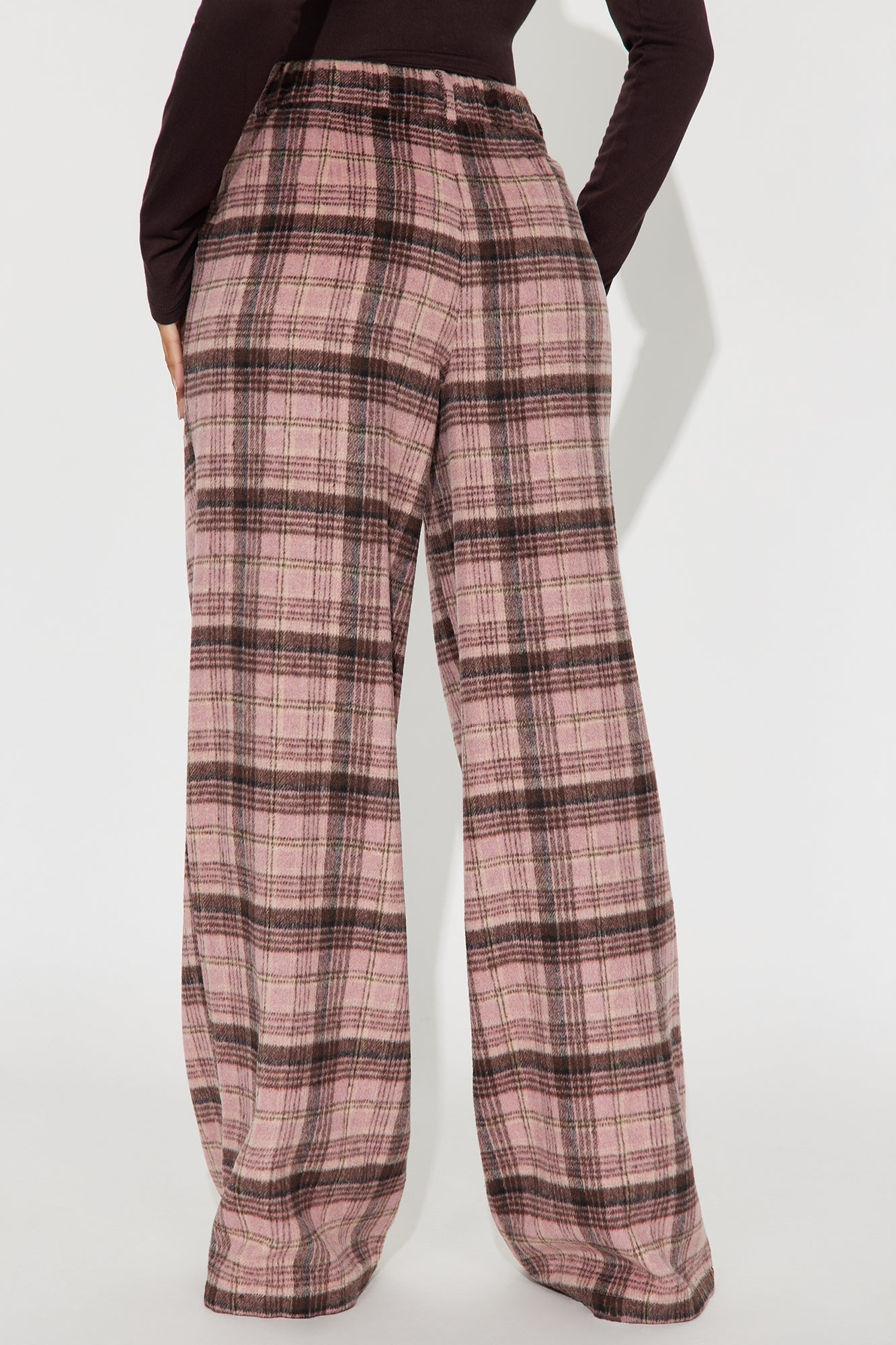 Out Your League Plaid Wide Leg Pant 33″ - Pink/combo