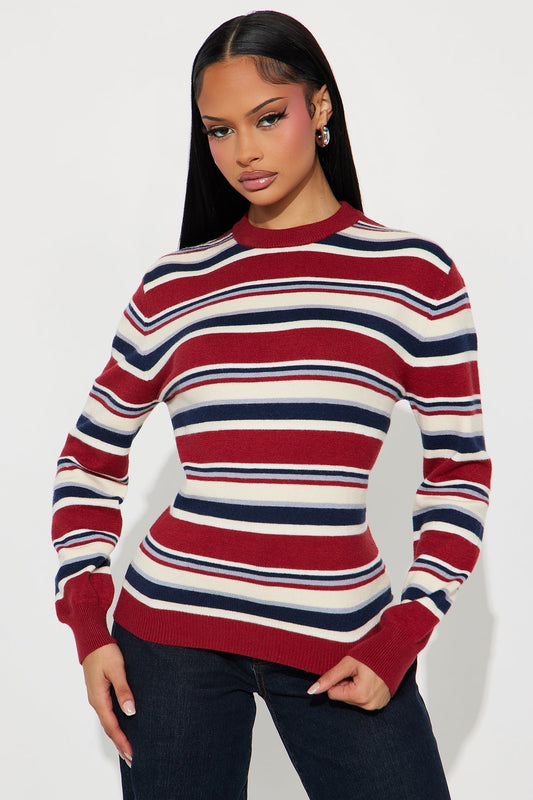 Leah Striped Sweater - Red/combo