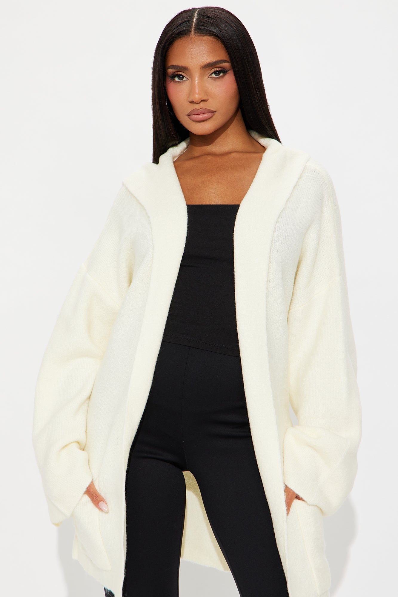 Rayne Hooded Belted Cardigan - Ivory