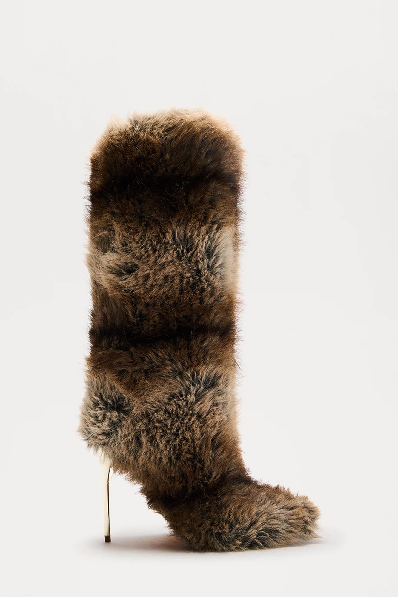 Alexis Faux Fur Knee High Boots - Brown/combo