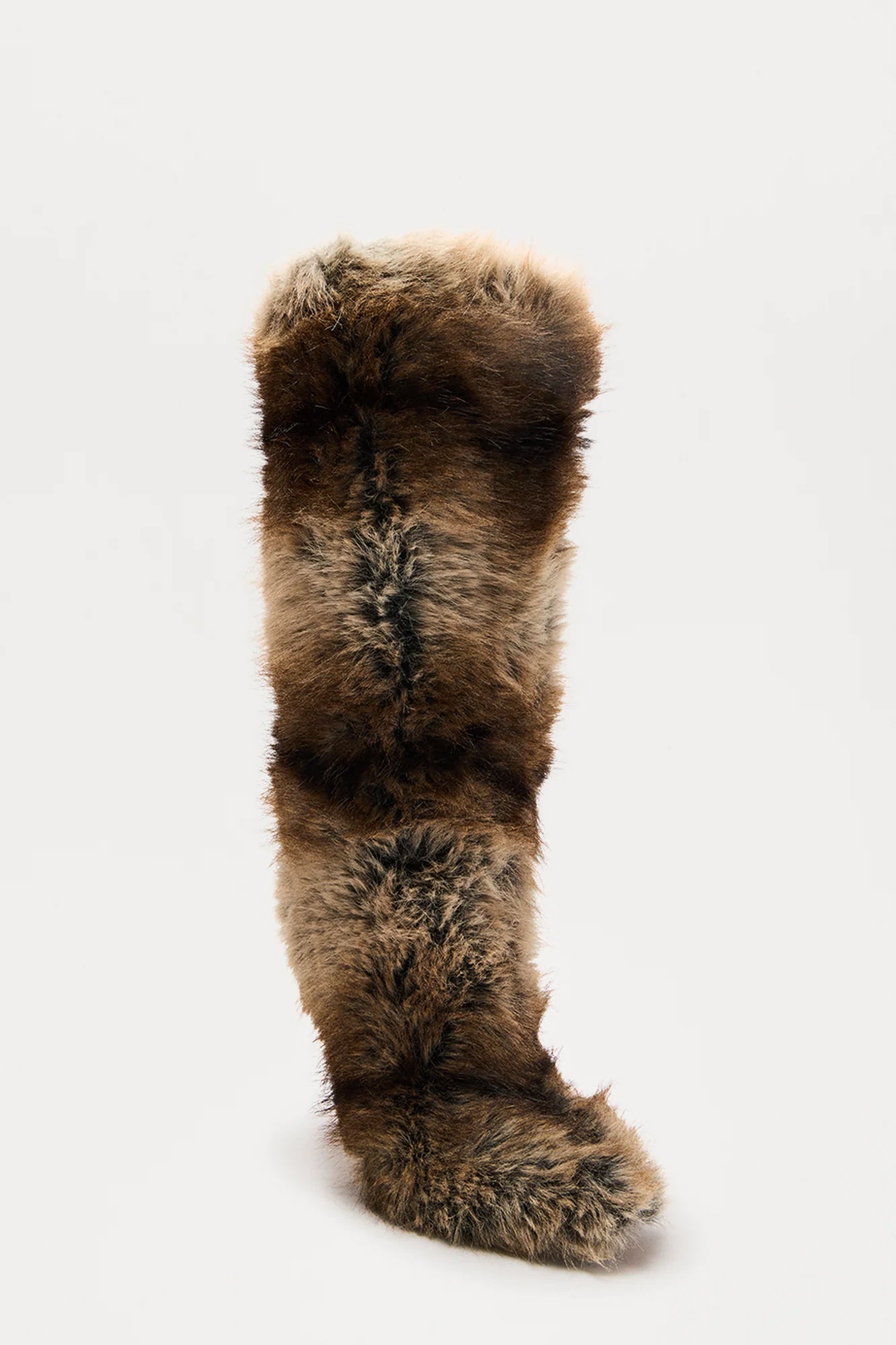 Alexis Faux Fur Knee High Boots - Brown/combo