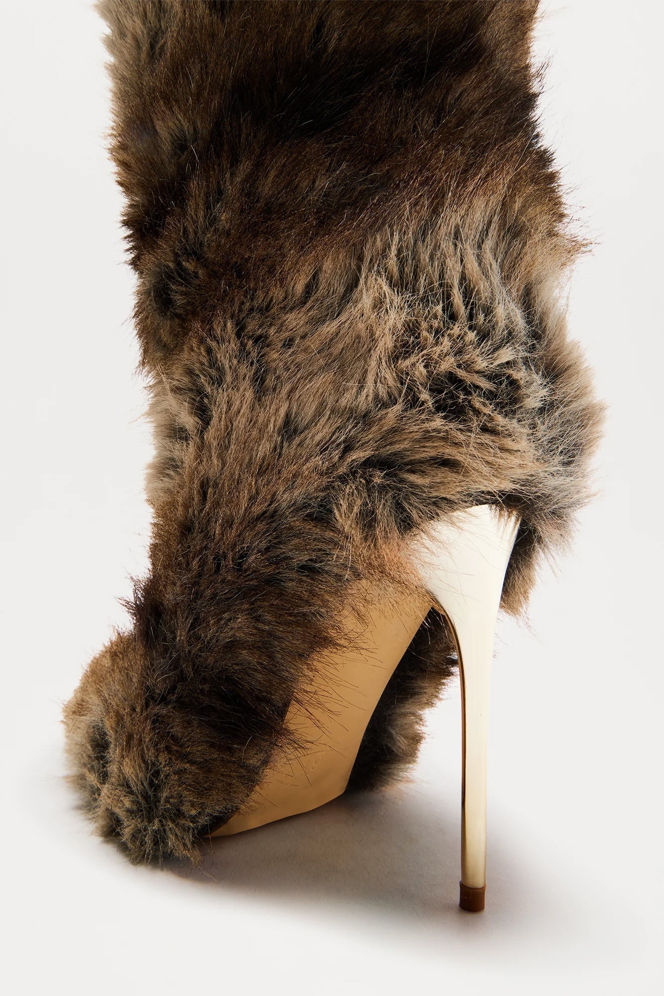 Alexis Faux Fur Knee High Boots - Brown/combo