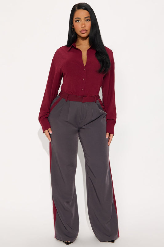 Christina Colorblock Trouser - Charcoal/combo