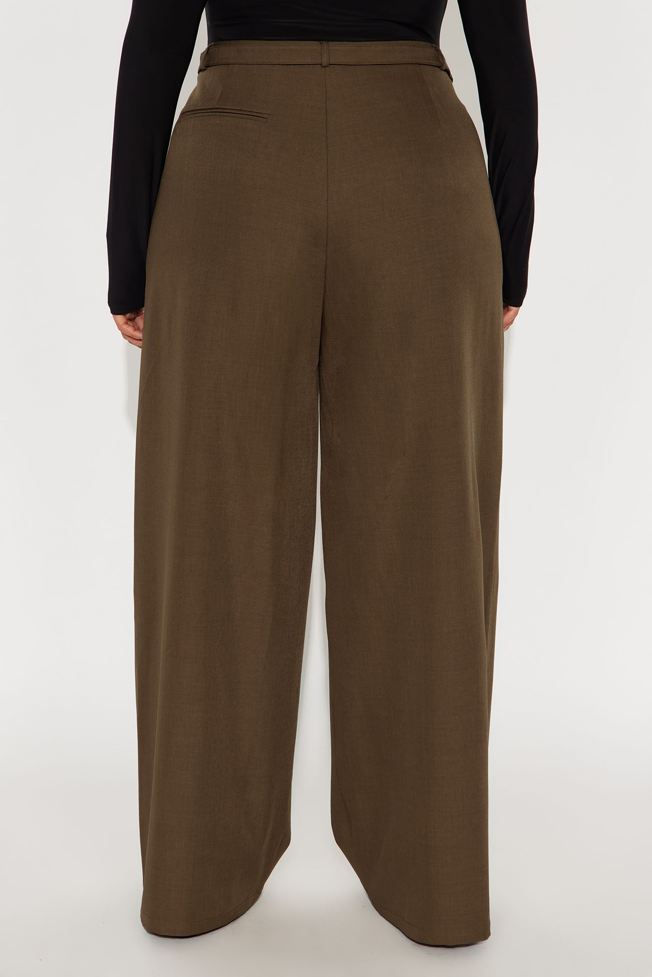 Only Boss Attitude Low Rise Belted Wide Leg Trouser 33 - Mocha