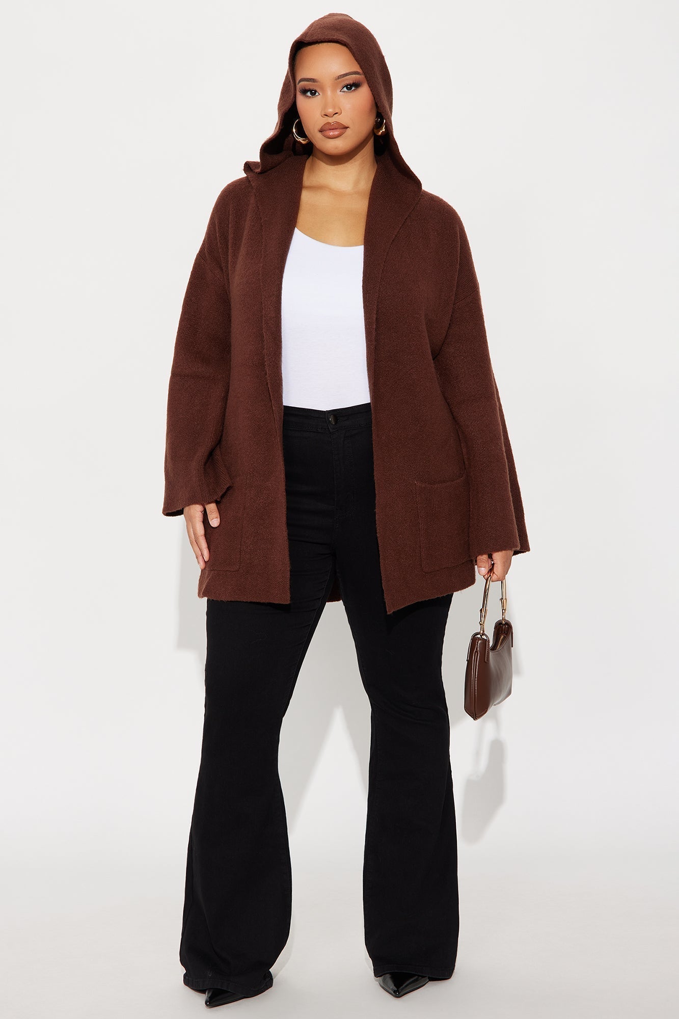 Rayne Hooded Belted Cardigan - Brown