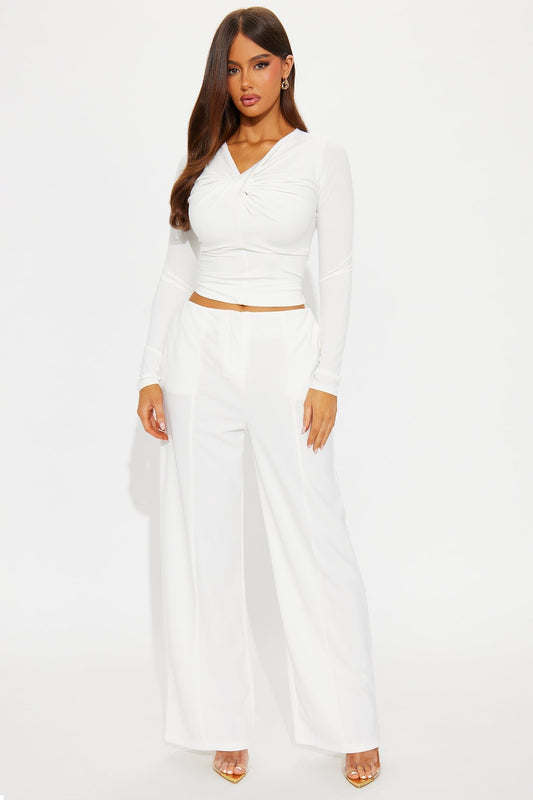 On A Conference Call Wide Leg Trouser Pant 31 - Off White