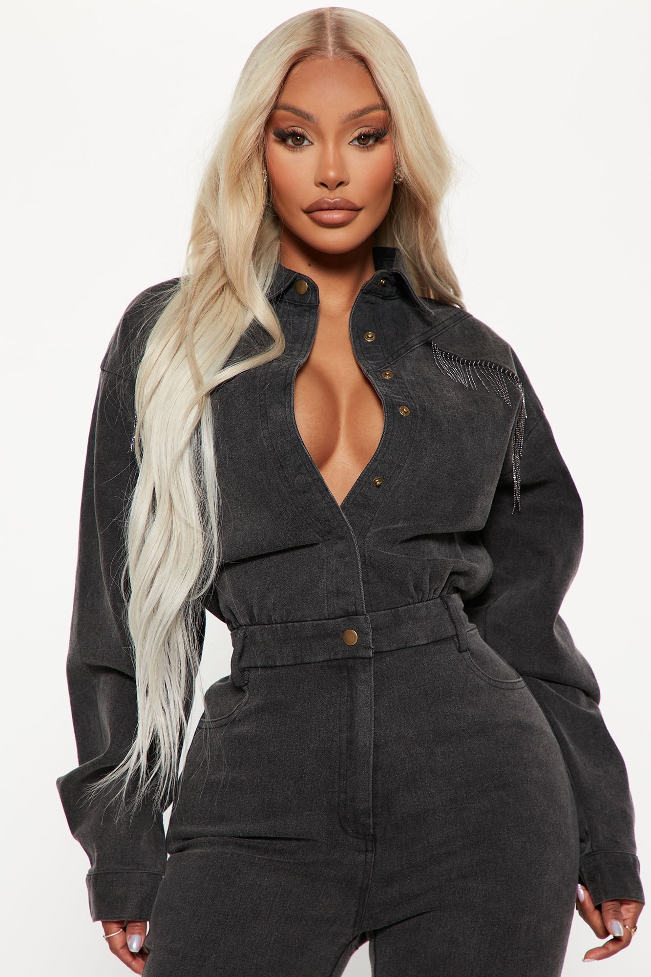 Olivia Denim Jumpsuit - Black