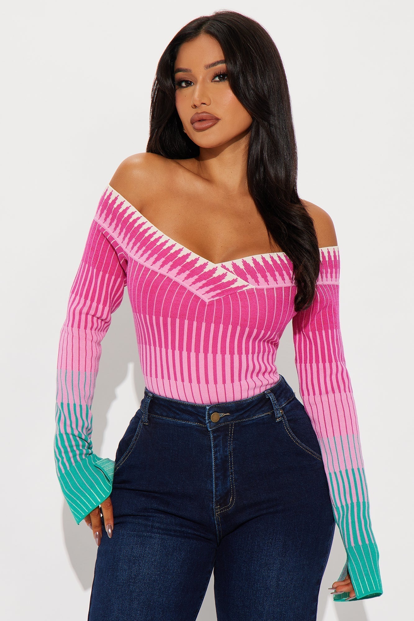 Sweet Like Sugar Sweater Bodysuit - Pink/combo