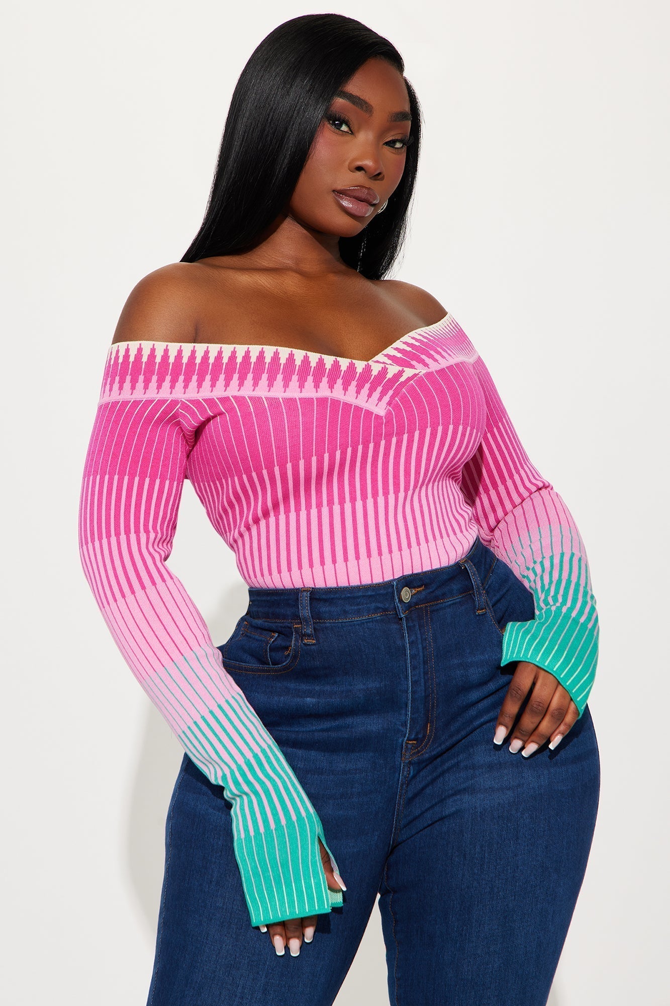 Sweet Like Sugar Sweater Bodysuit - Pink/combo