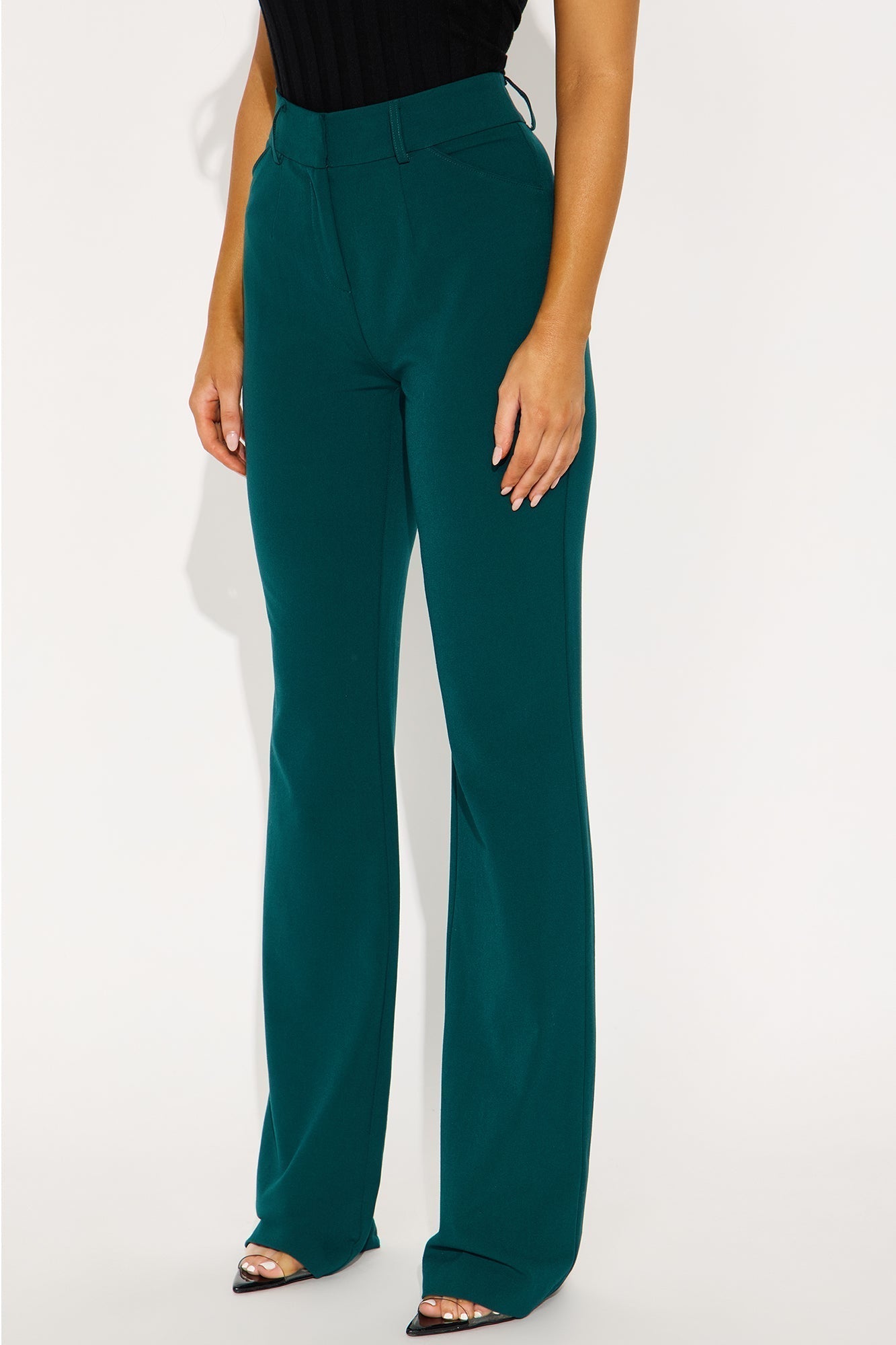 Tall Tasha Dressy High Rise Pants - Hunter Green