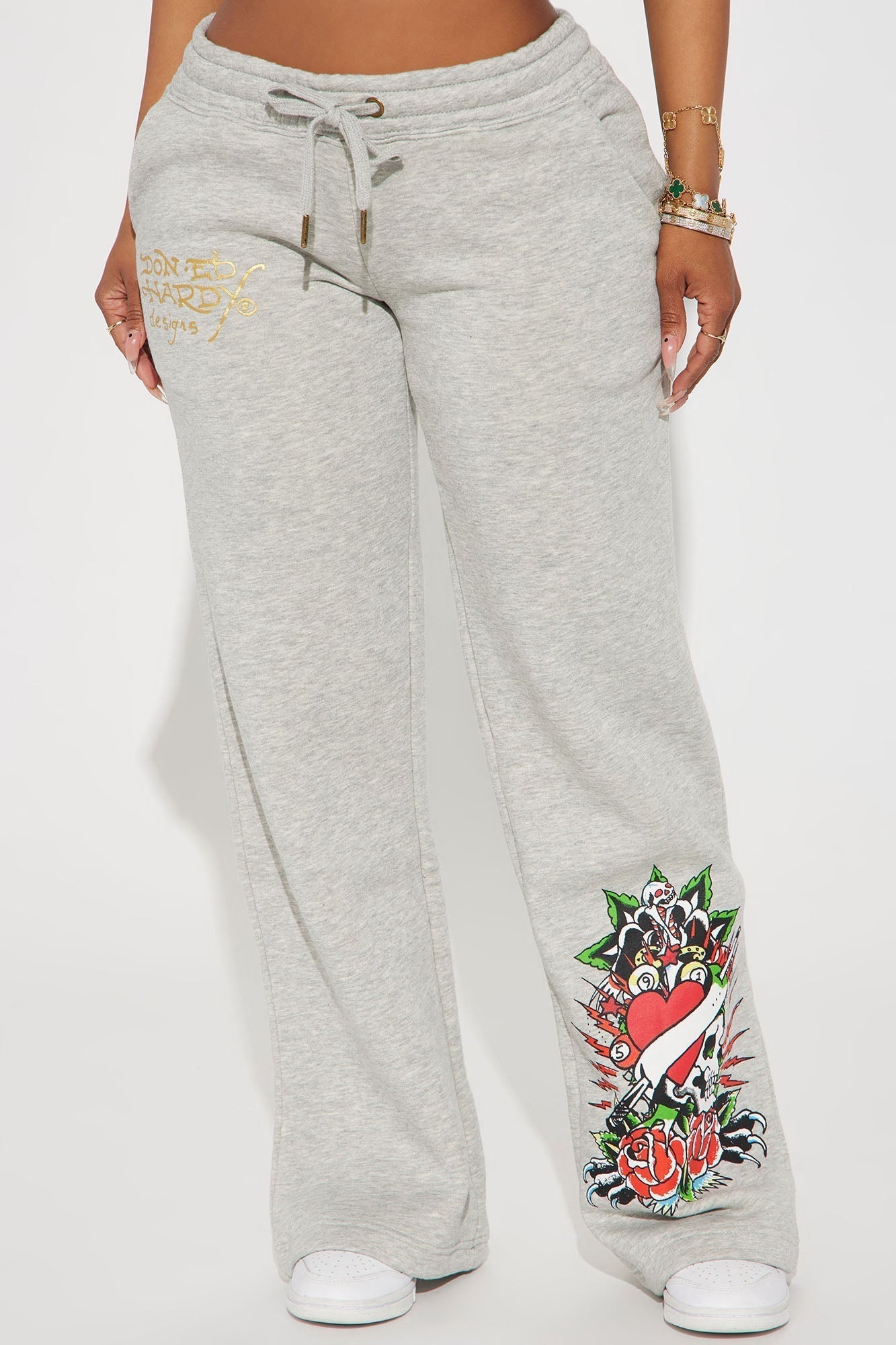 Heart Of Roses Ed Hardy Pant - Heather Grey