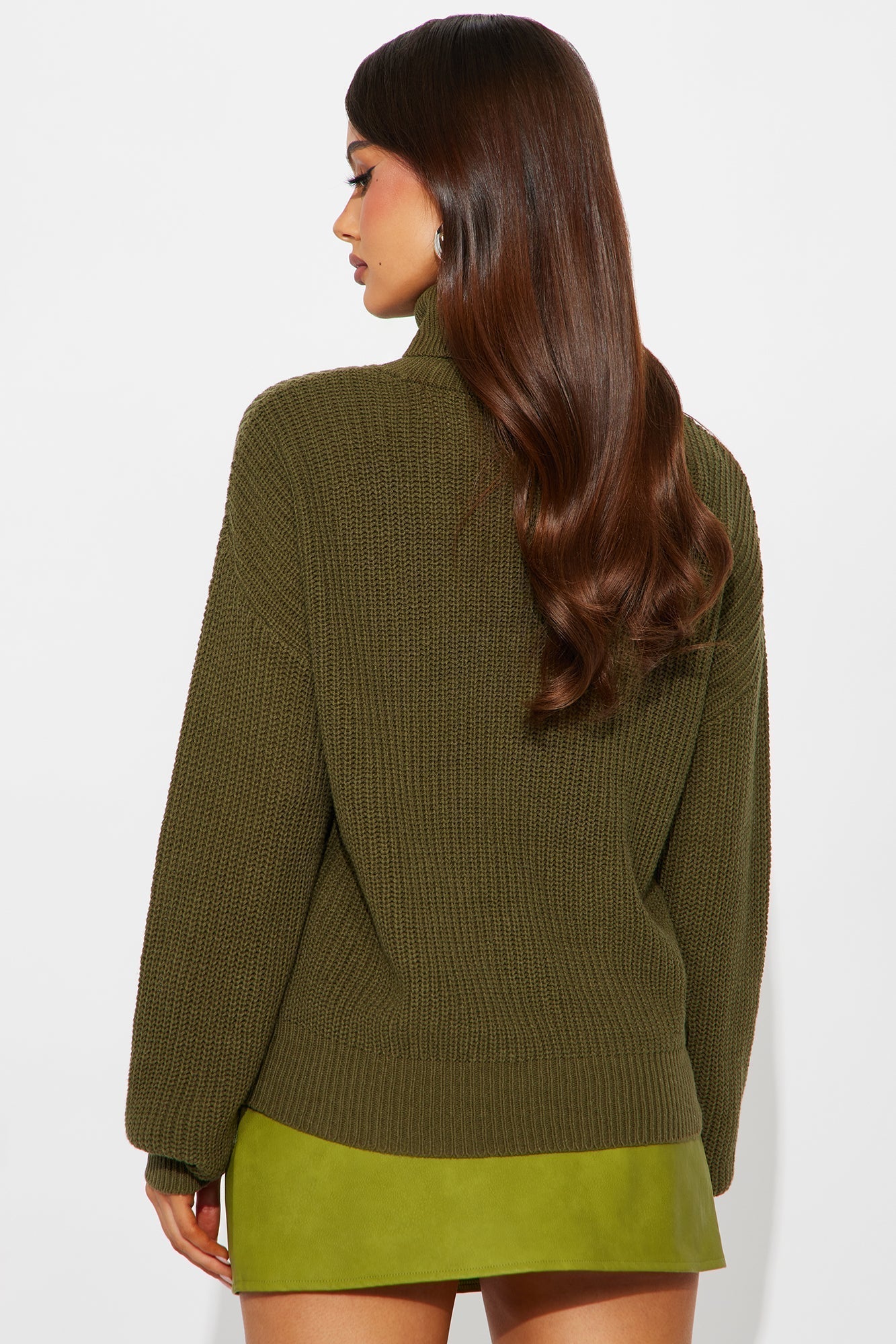 Roll With The Flow Turtleneck Sweater - Olive