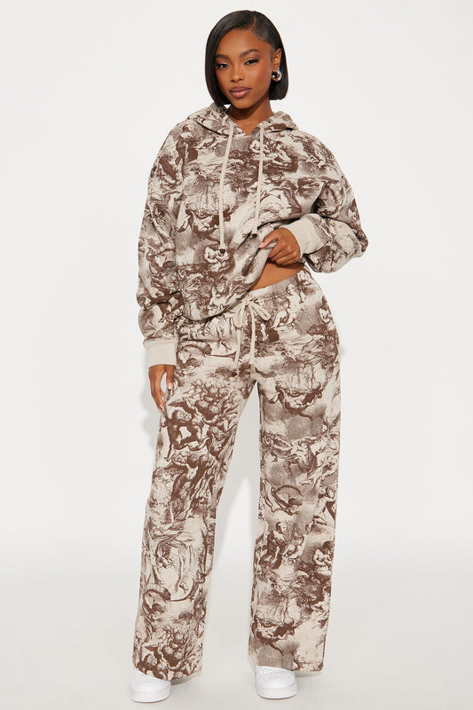 Heaven Made Fleece Wide Leg Pant - Taupe