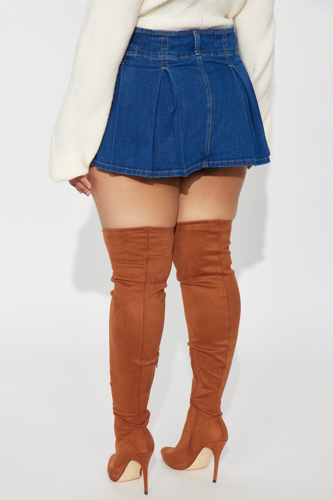 Claire Micro Mini Pleated Skort - Dark Wash