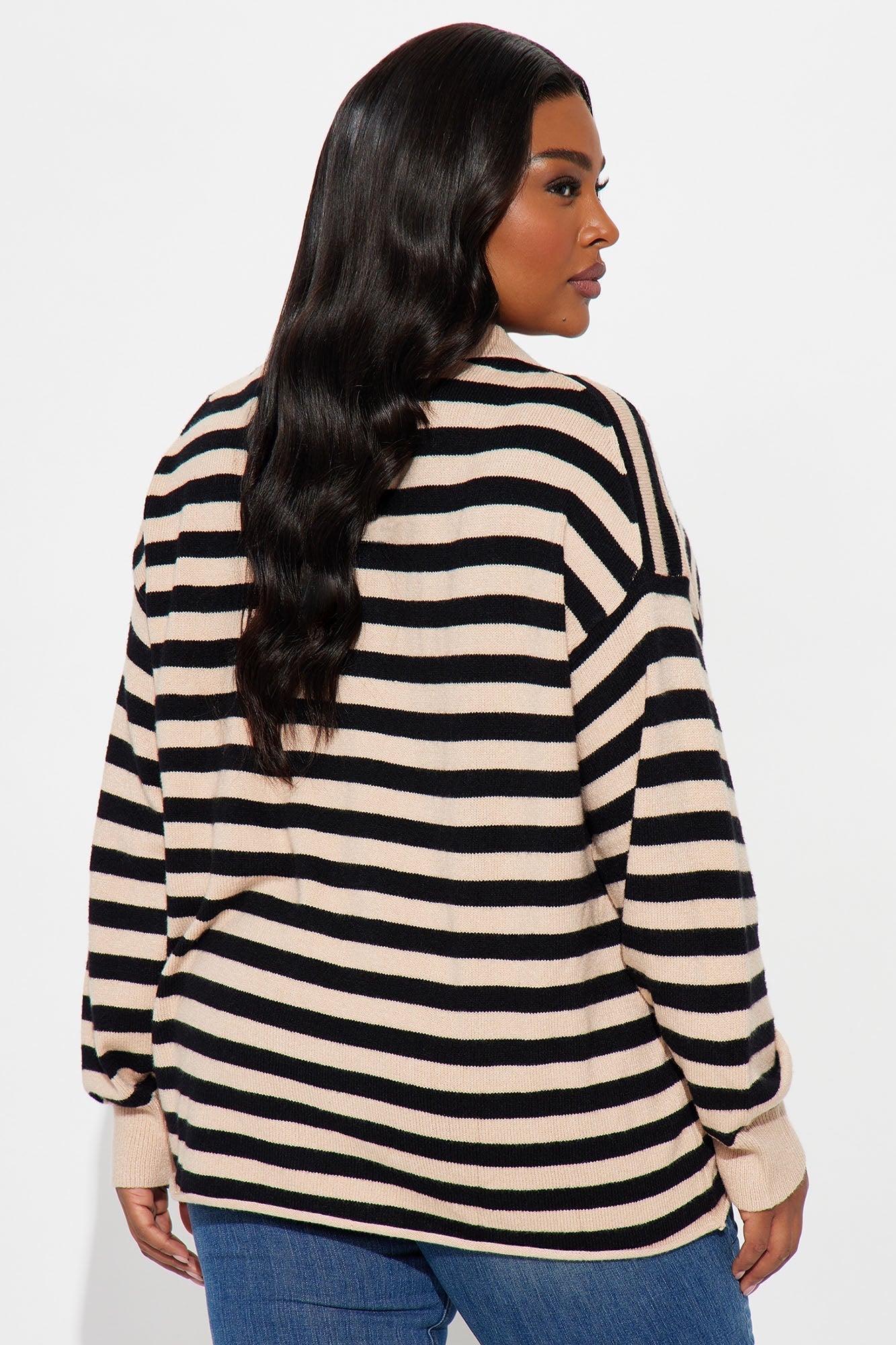 Elaia Striped Polo Sweater - Taupe/combo