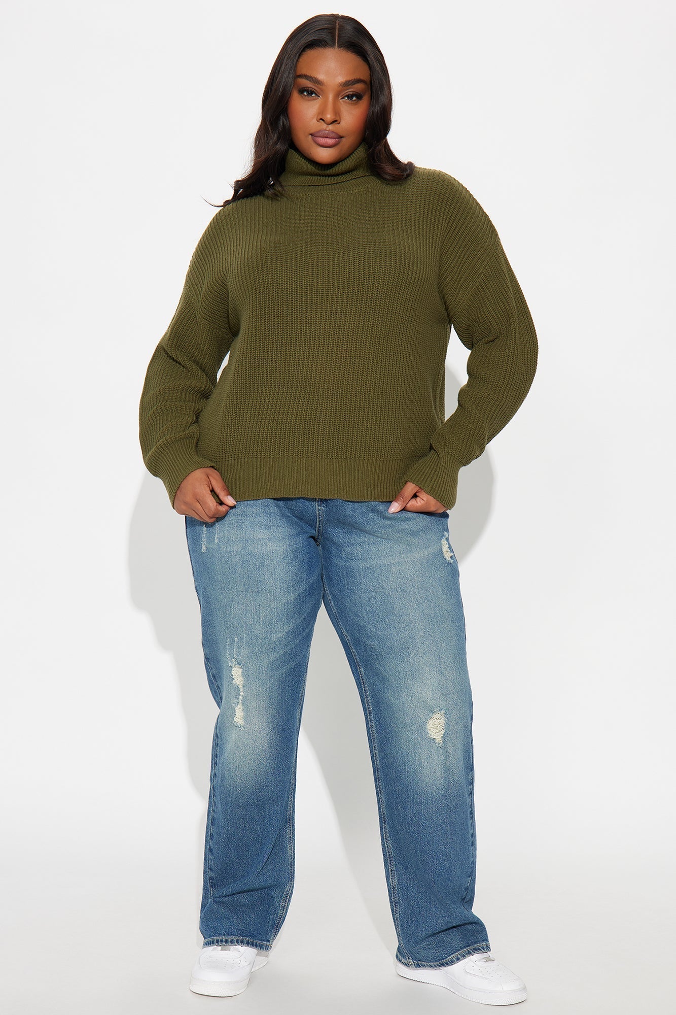Roll With The Flow Turtleneck Sweater - Olive