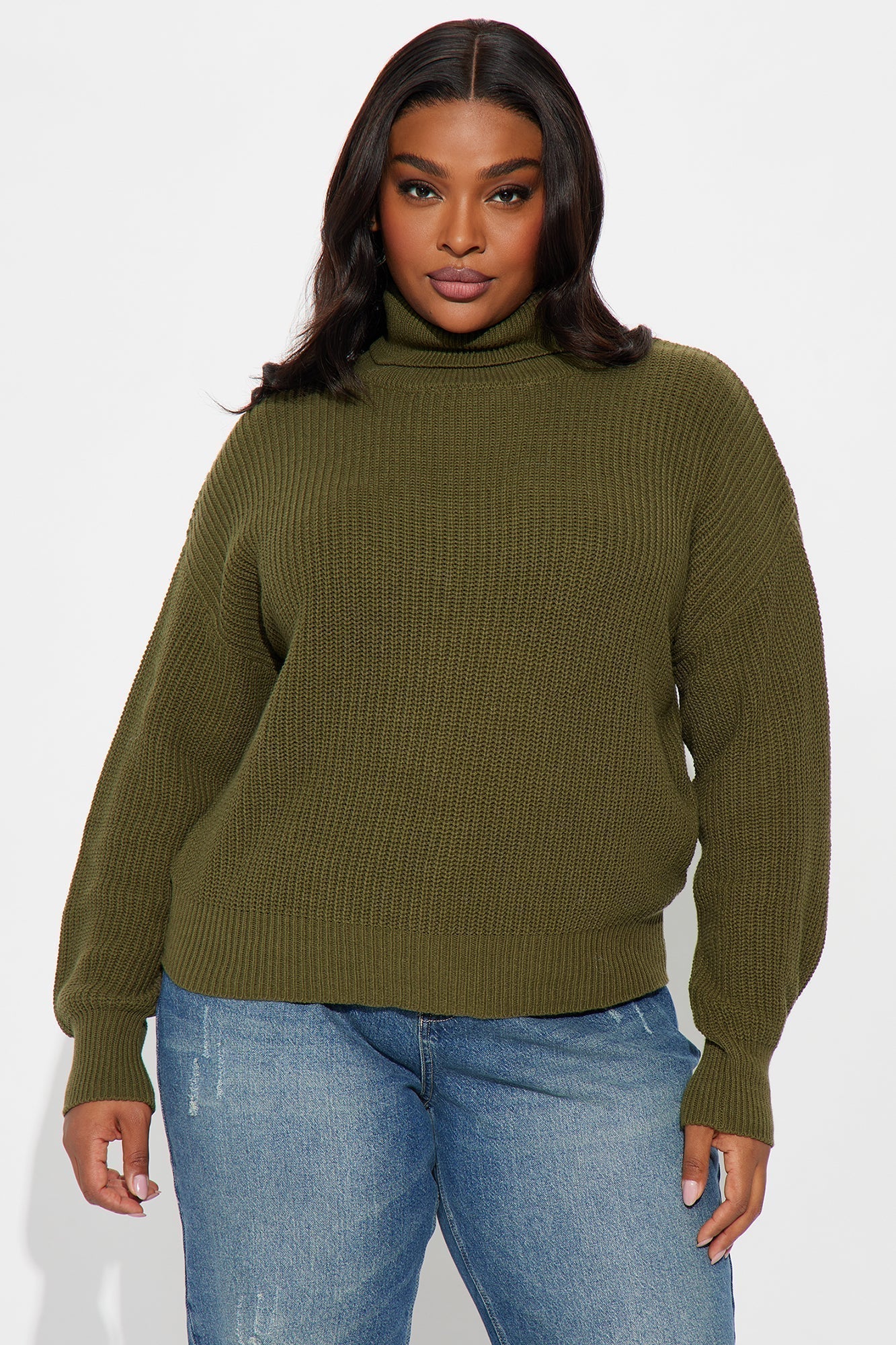 Roll With The Flow Turtleneck Sweater - Olive