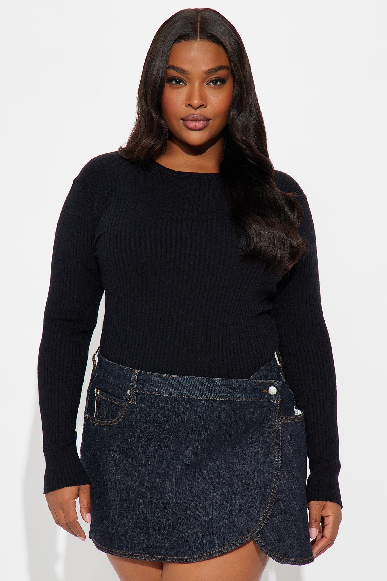 Basically Perfect Ribbed Sweater - Black