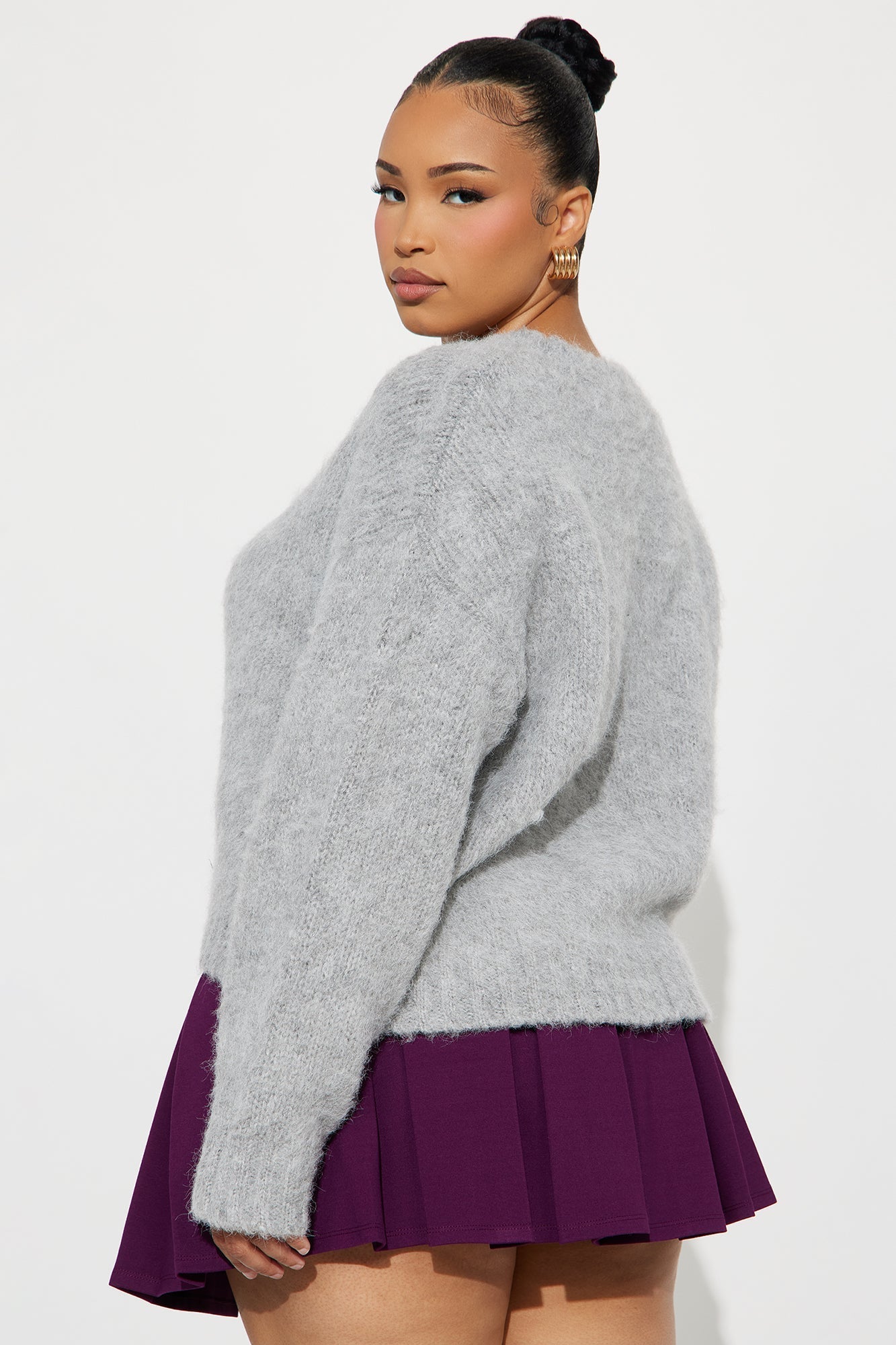 Stepping Out Fuzzy Sweater - Grey