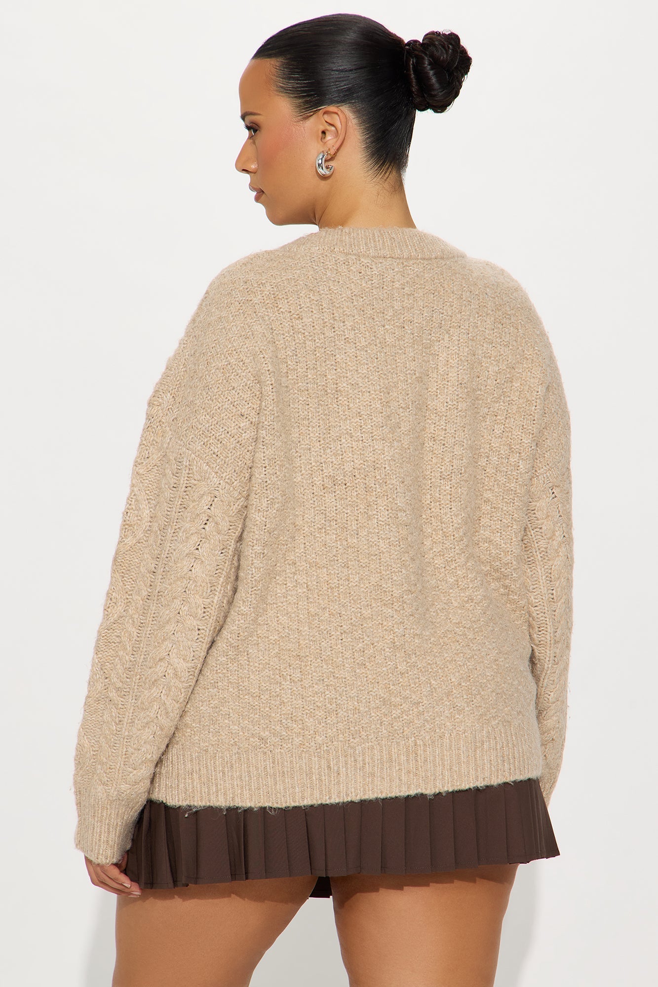 My Cup Of Tea Cable Knit Sweater - Taupe