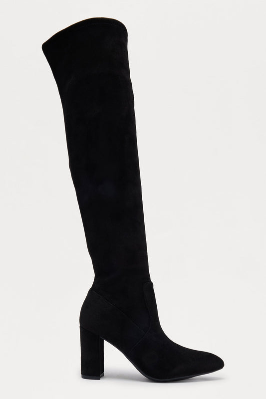 Adith Faux Suede Boots - Black