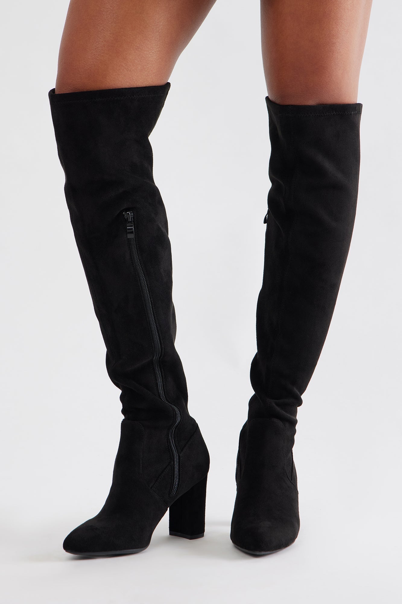 Adith Faux Suede Boots - Black