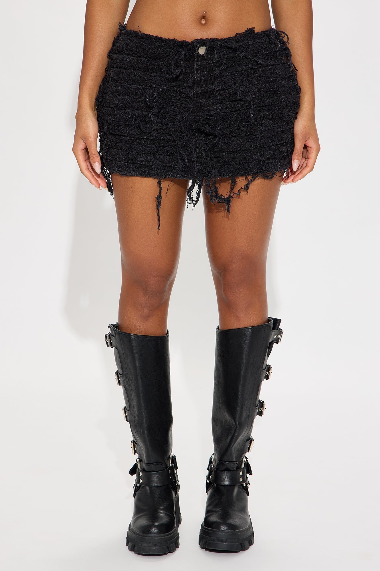 The Hottest Distressed Micro Mini Skirt - Black