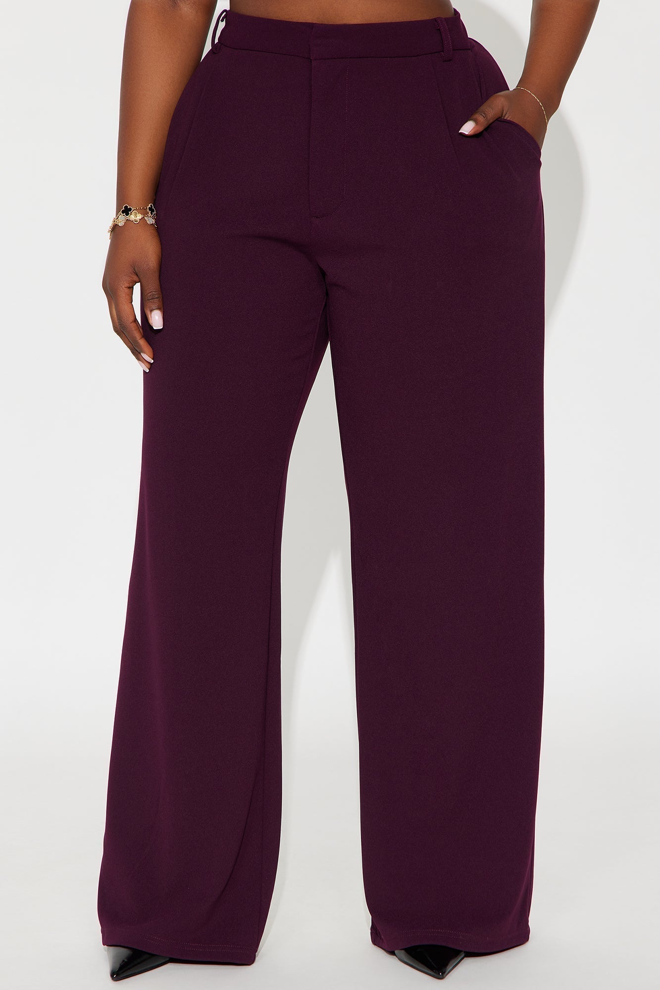 Elma Wide Leg Trouser - Eggplant