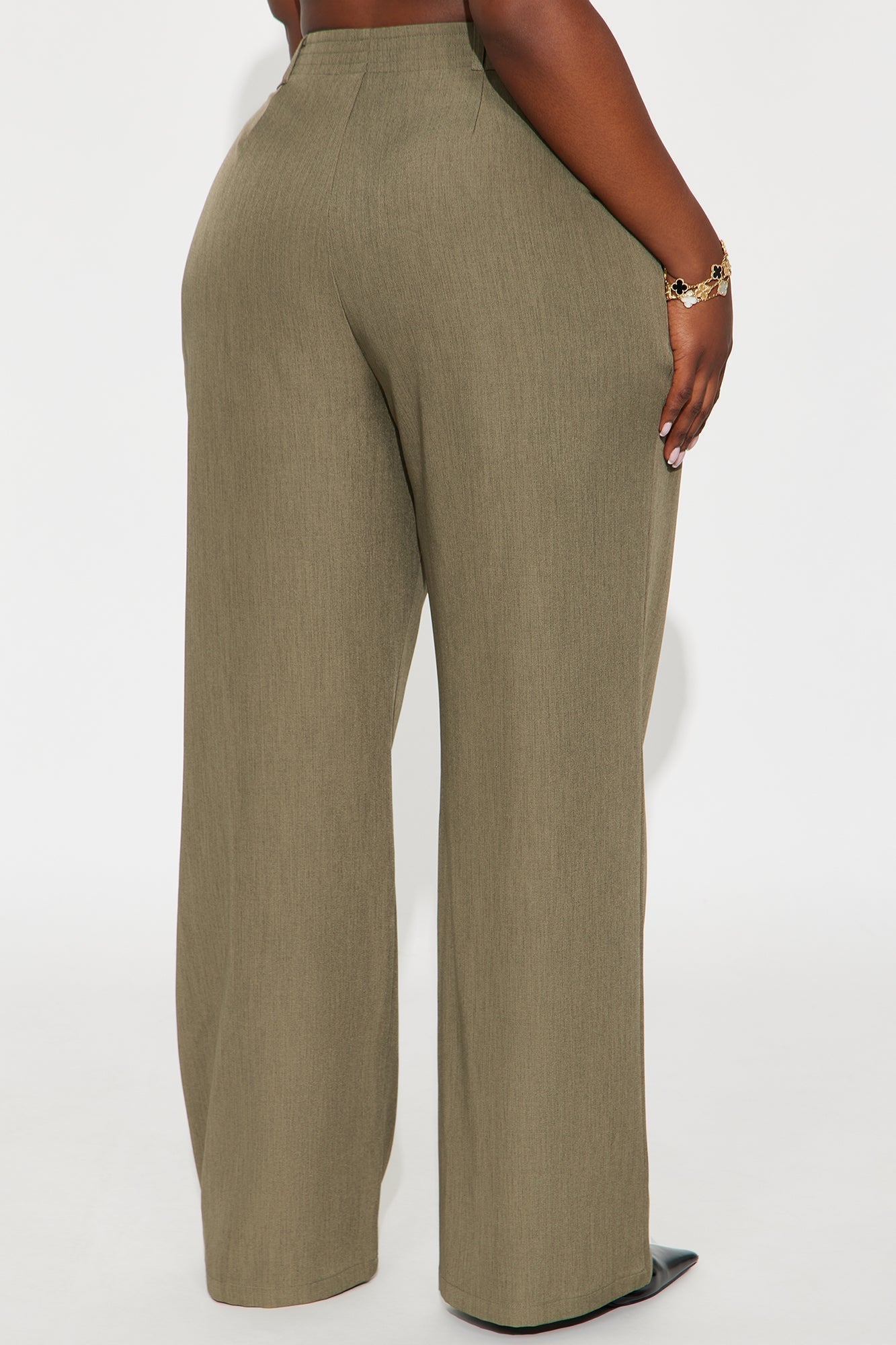 Business Plan Pleated Wide Leg Trouser Pant 32″ - Olive