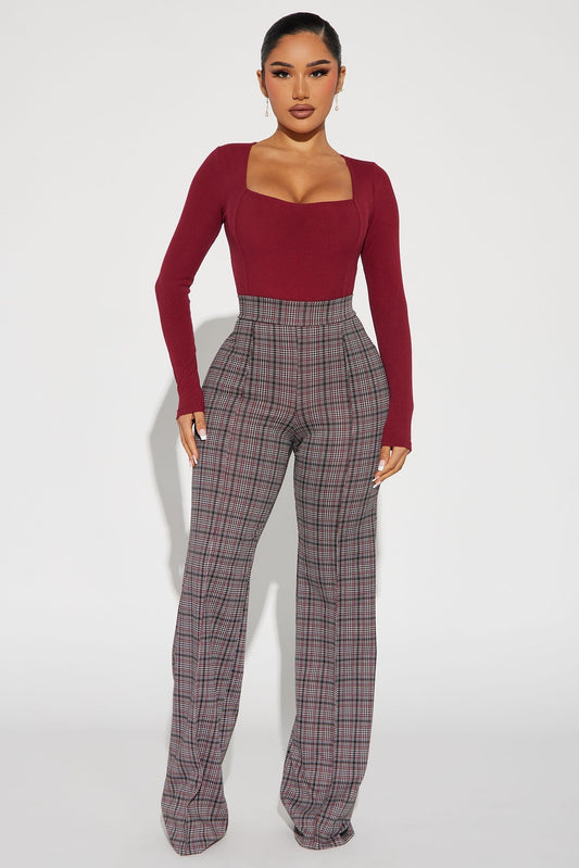 Victoria High Waisted Dress Pant - Black/Red
