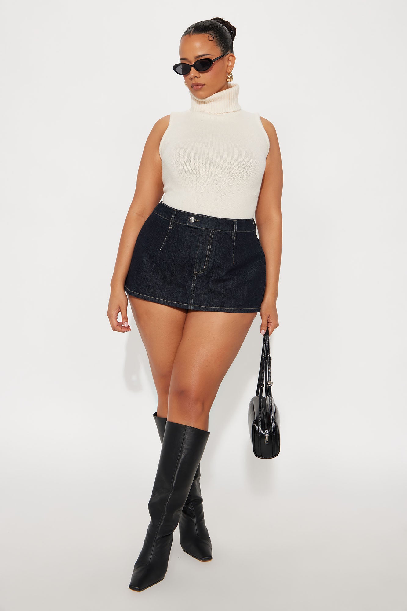 Harley Micro Mini Denim Peekaboo Skort - Rinse Blue Wash