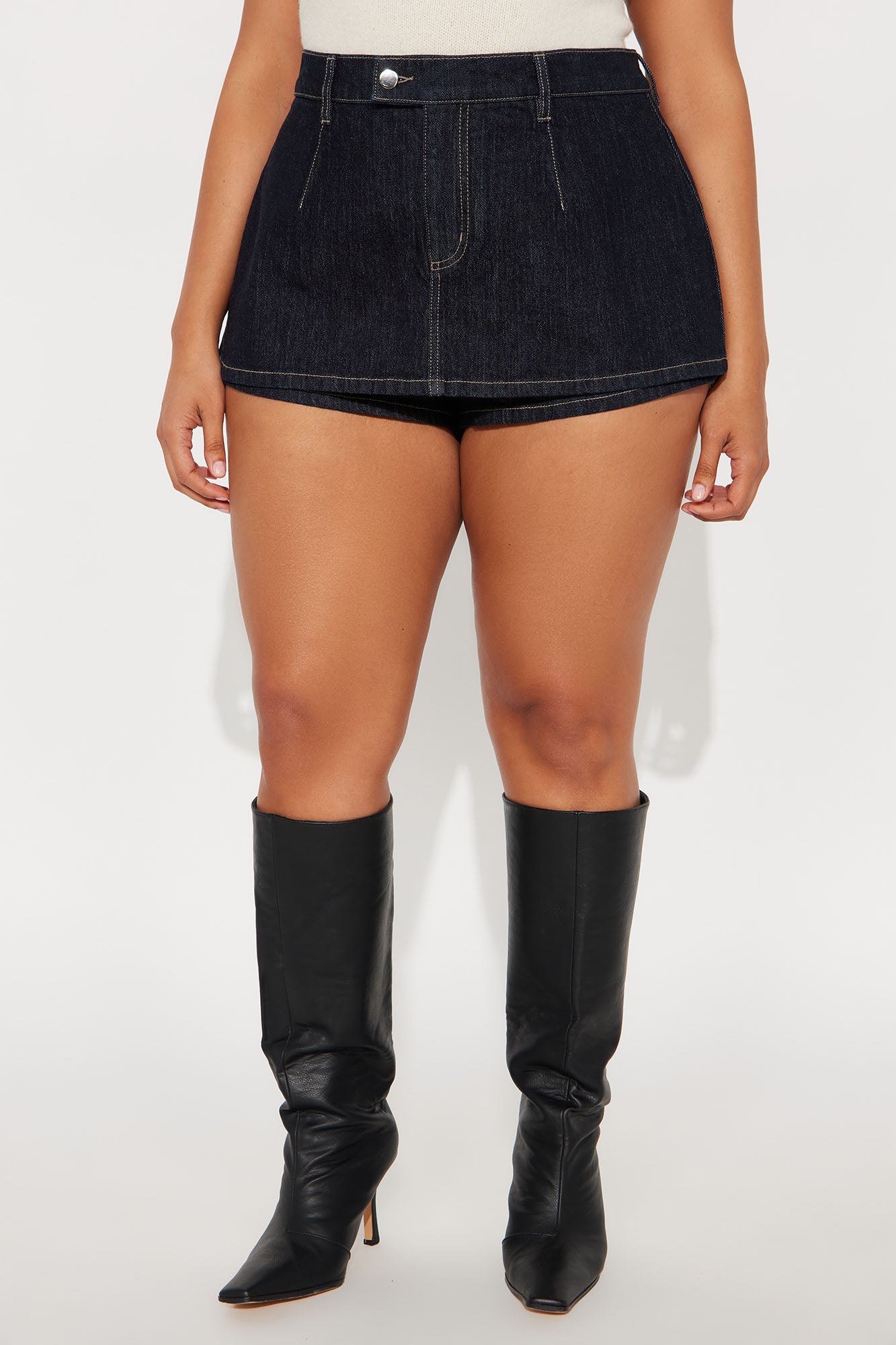 Harley Micro Mini Denim Peekaboo Skort - Rinse Blue Wash