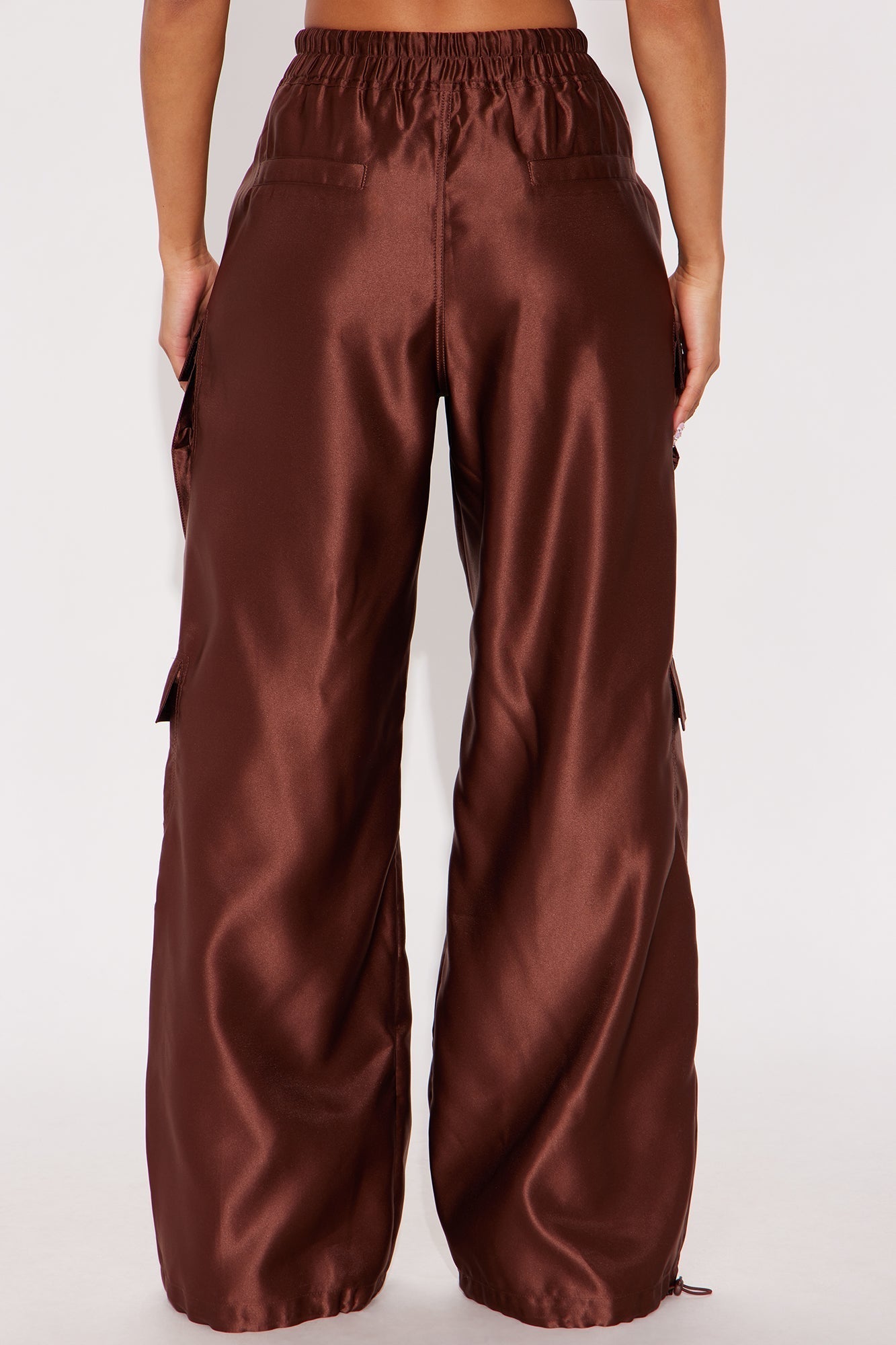 Gemma Cargo Satin Jogger Pant - Chocolate