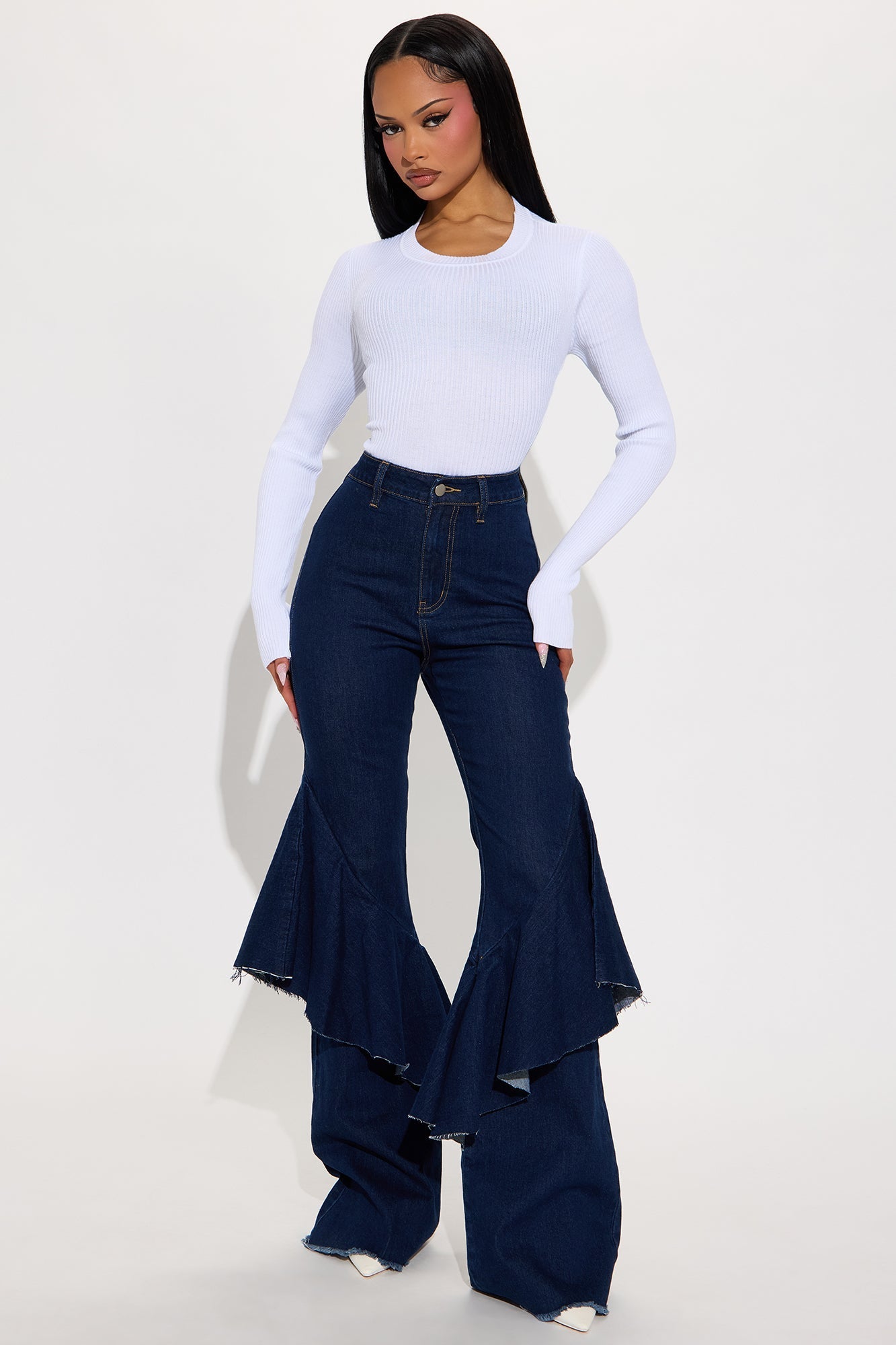 Comfort First Ribbed Sweater - White
