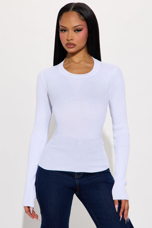 Comfort First Ribbed Sweater - White