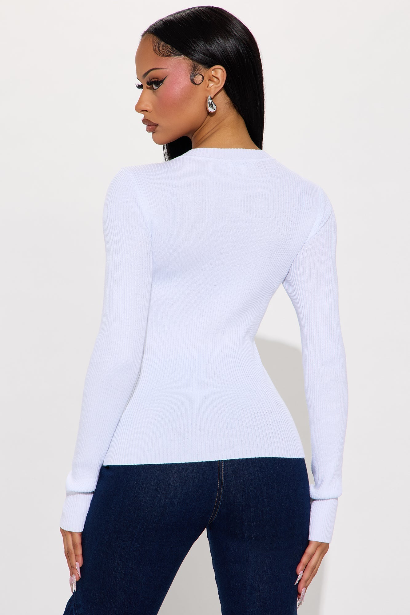 Comfort First Ribbed Sweater - White