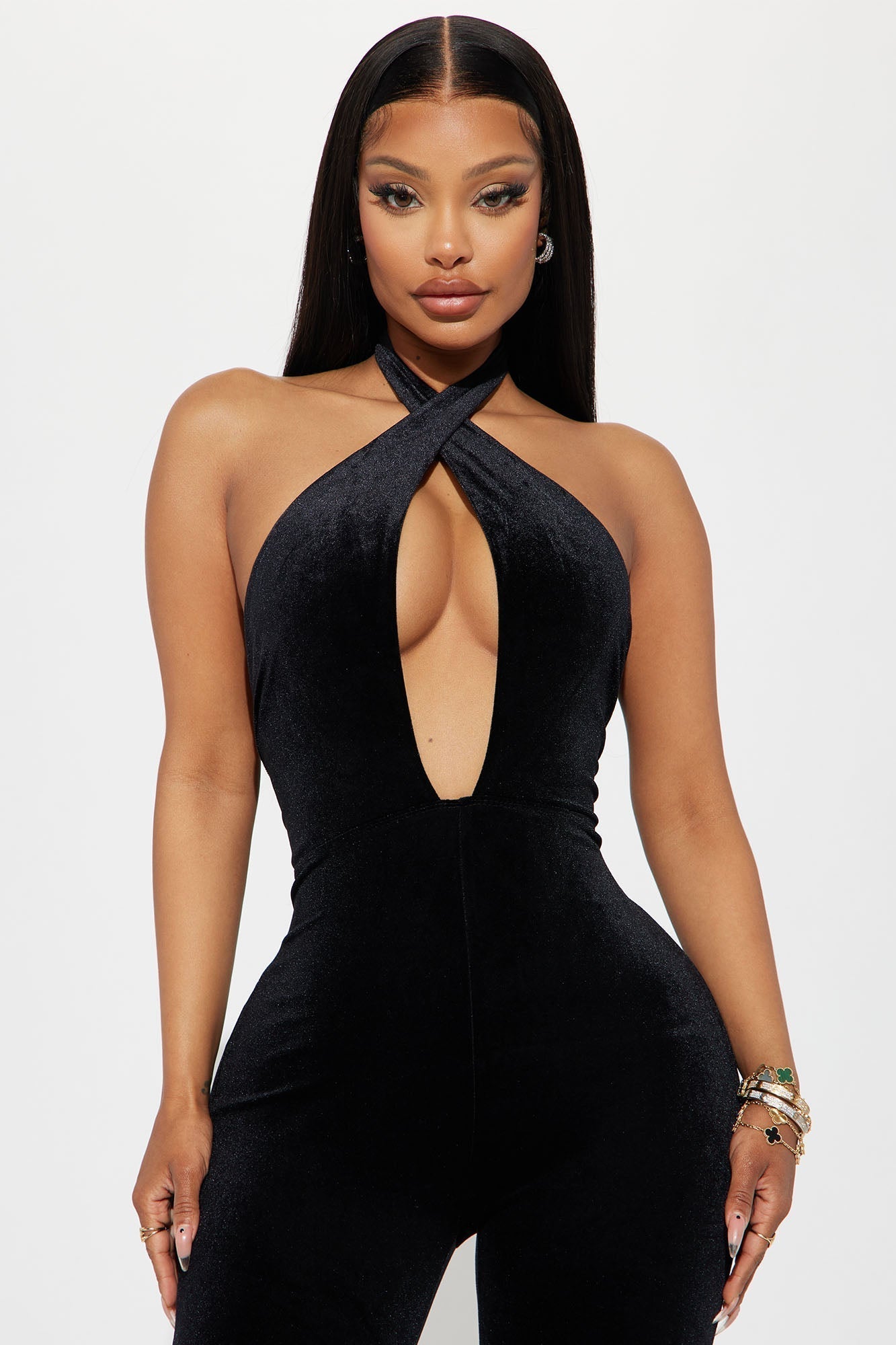 Breaking Free Velvet Jumpsuit - Black