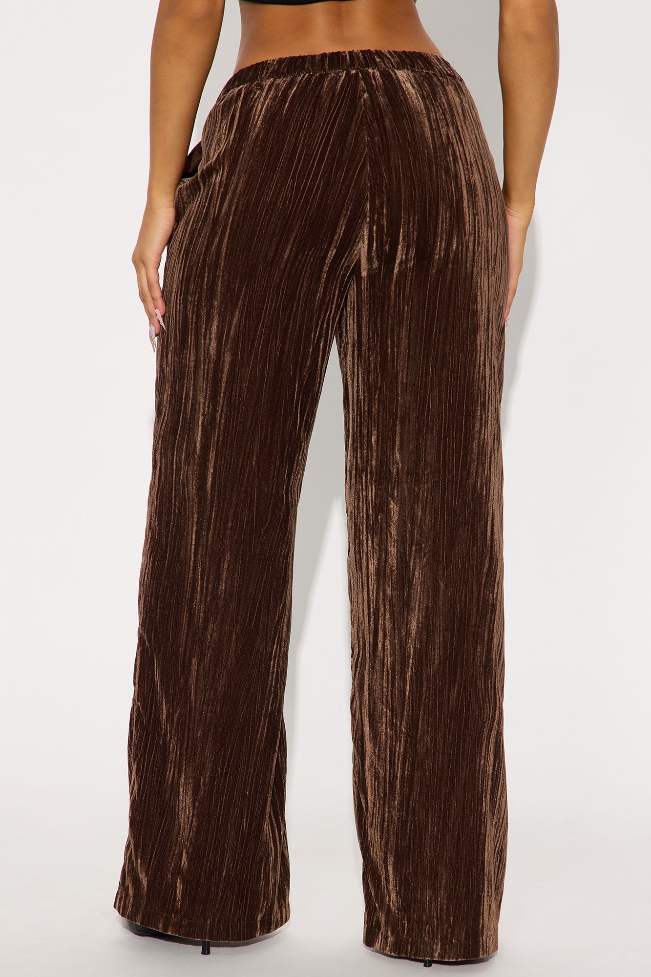 Keep You Wondering Velvet Wide Leg Pant 32 - Brown